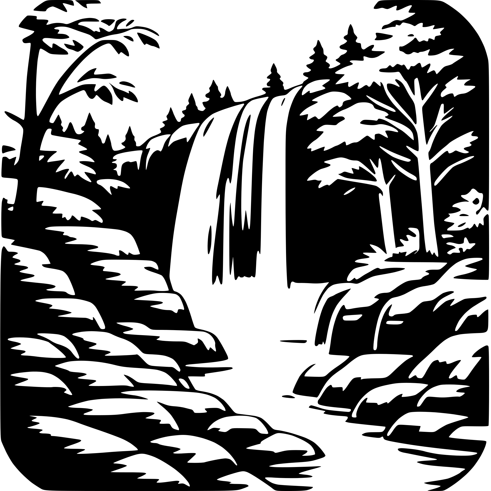 AI-generated SVG of a waterfall in forest