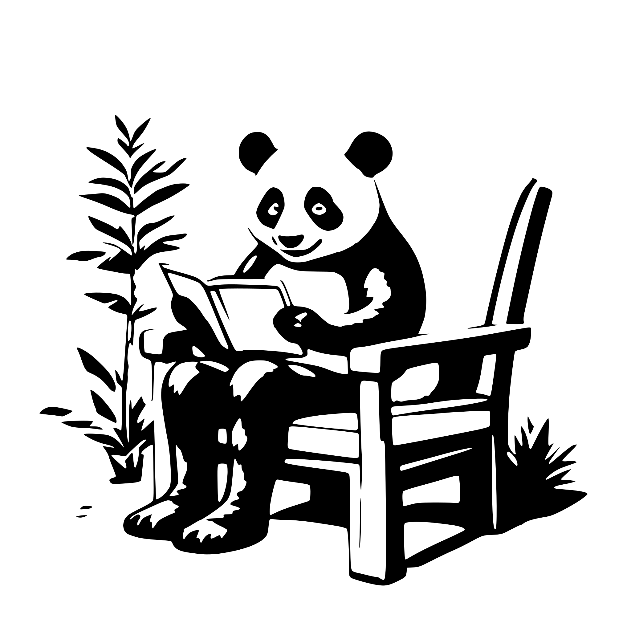 AI-generated SVG of a a panda, sitting in a chair, reading a book,in the sunshine AI-generated SVG of a a panda, sitting in a chair, reading a book,in the sunshine