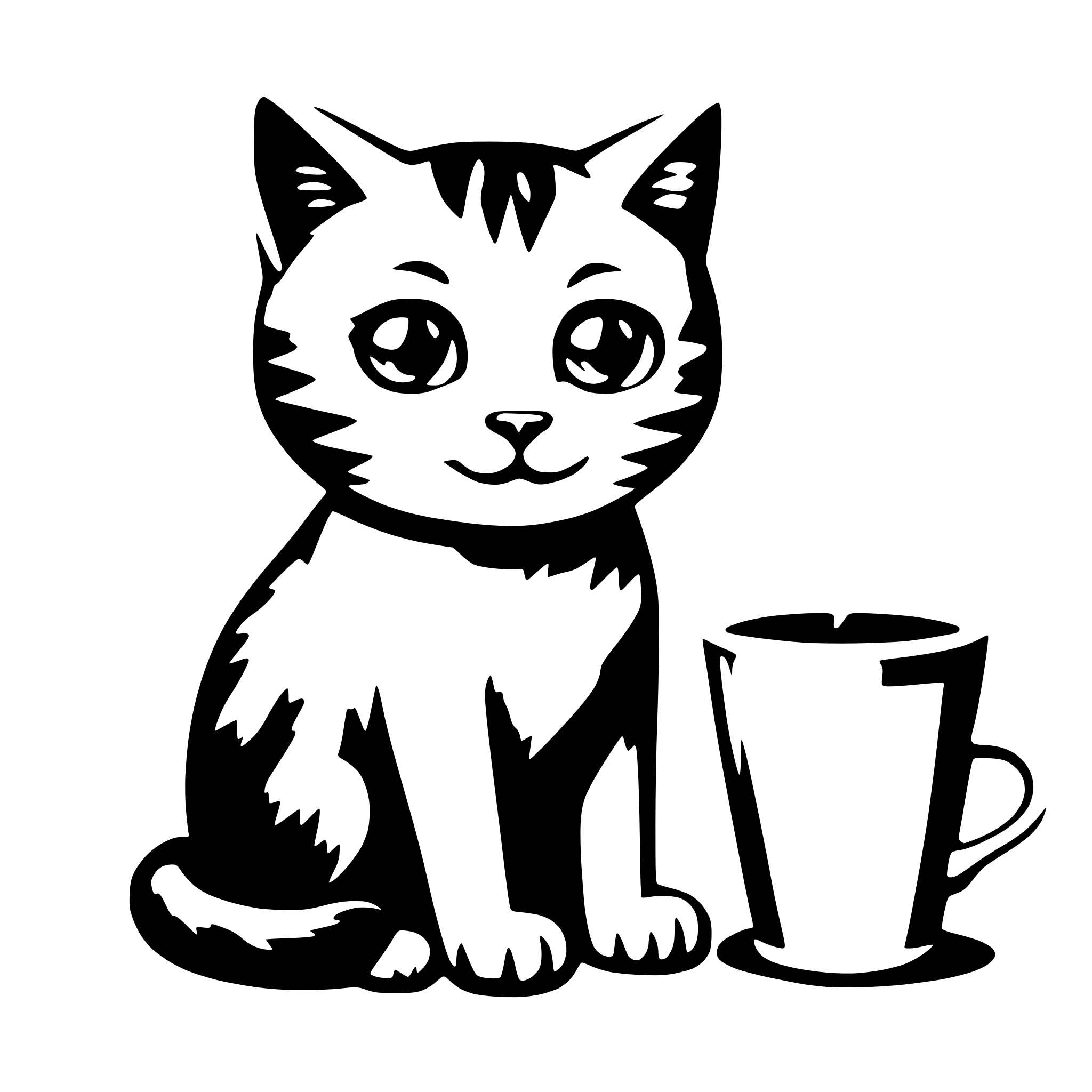 AI-generated SVG of 'cute cat drinking coffee'