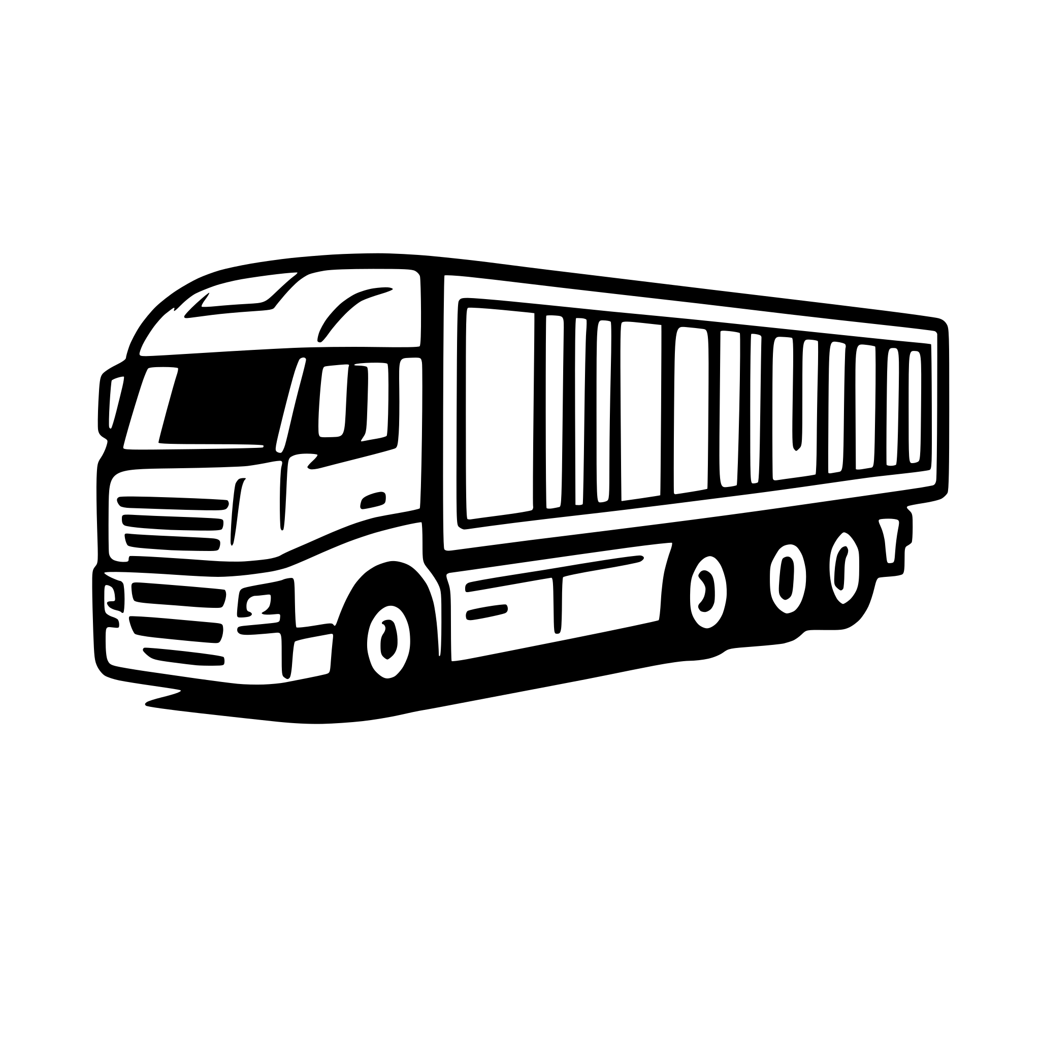 AI-generated SVG of a Side view of a semitrailer only the trailer.