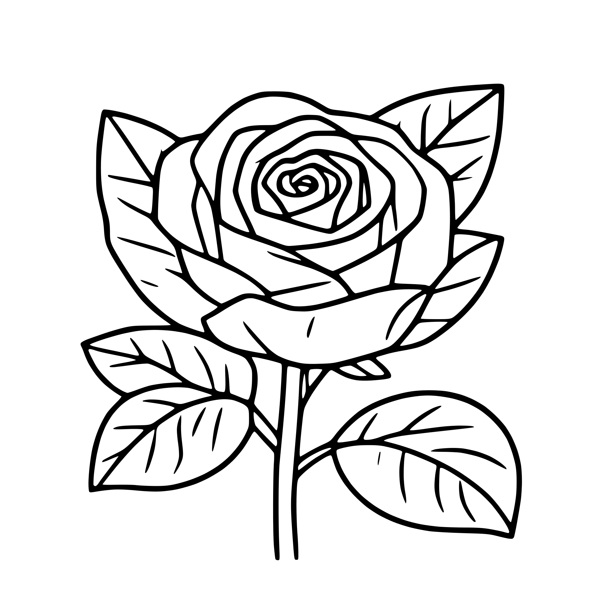 AI-generated SVG of a rose with thorns and leaves