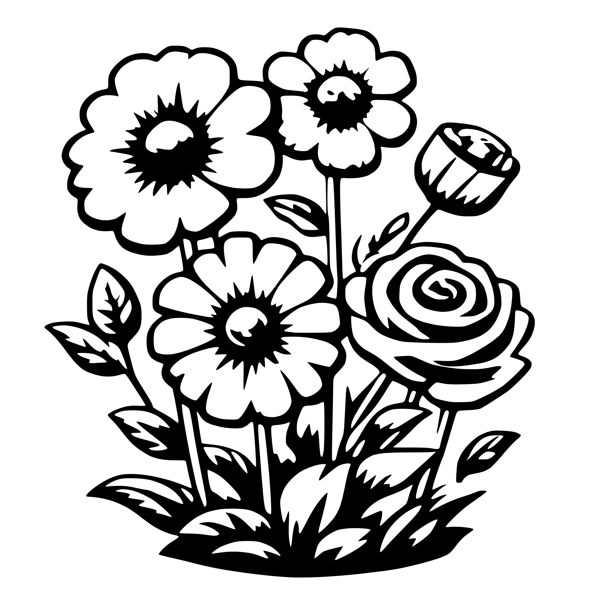 AI-generated SVG of 'several flowers'