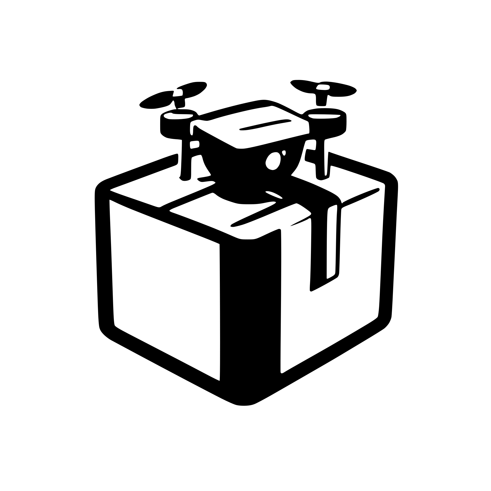 AI-generated SVG of a drone coming out a box