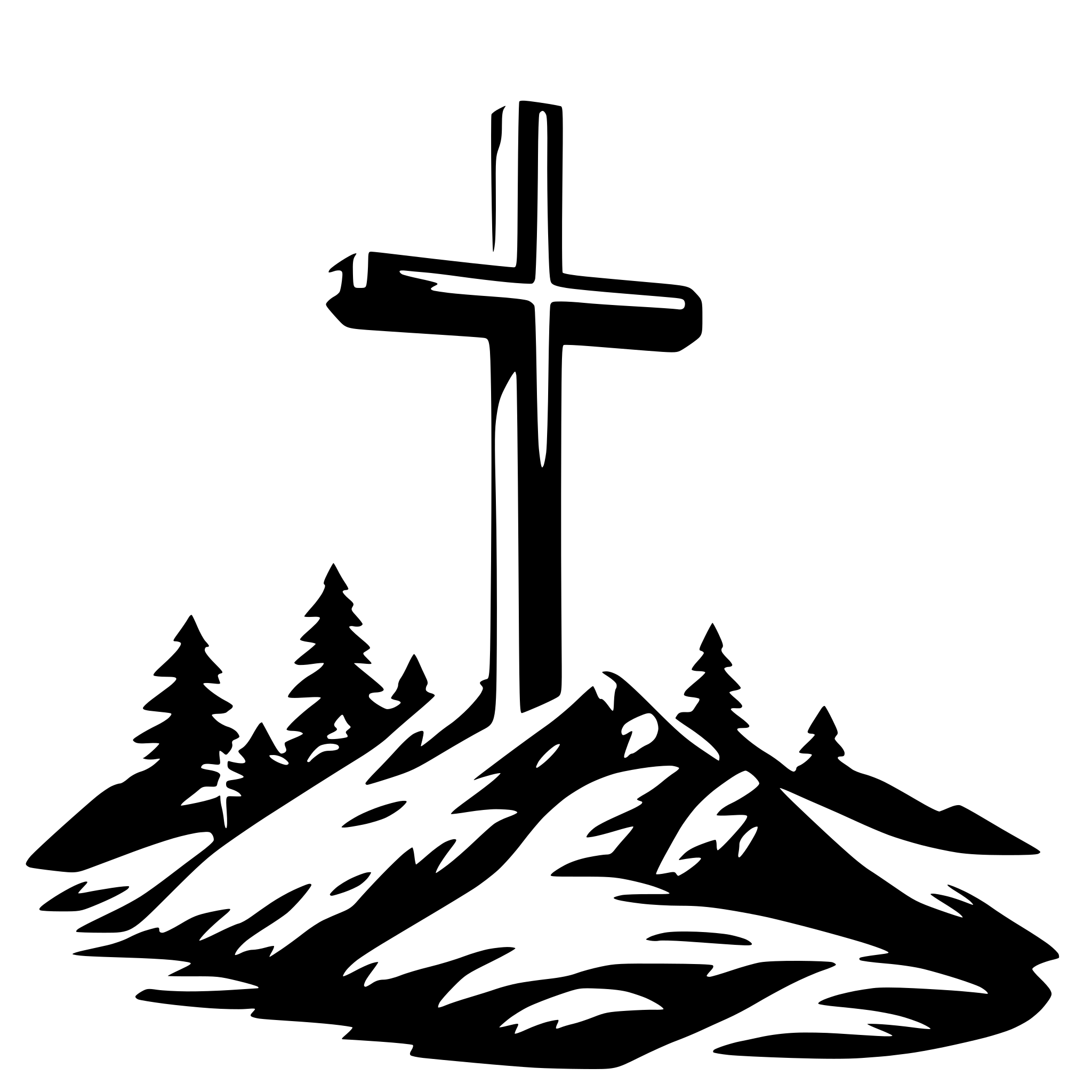 AI-generated SVG of 'cross on mountain'
