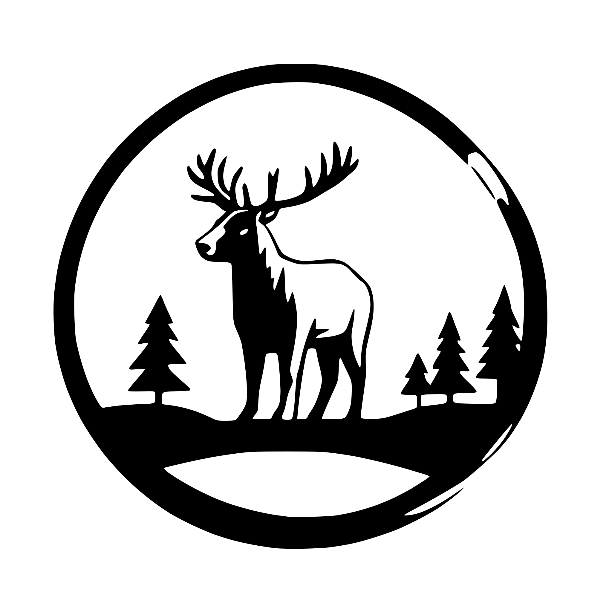 AI-generated SVG of a make a simple silhouette of a bear, elk, fish, fox and elk, so that they are similar in size and so that there are no thin sections