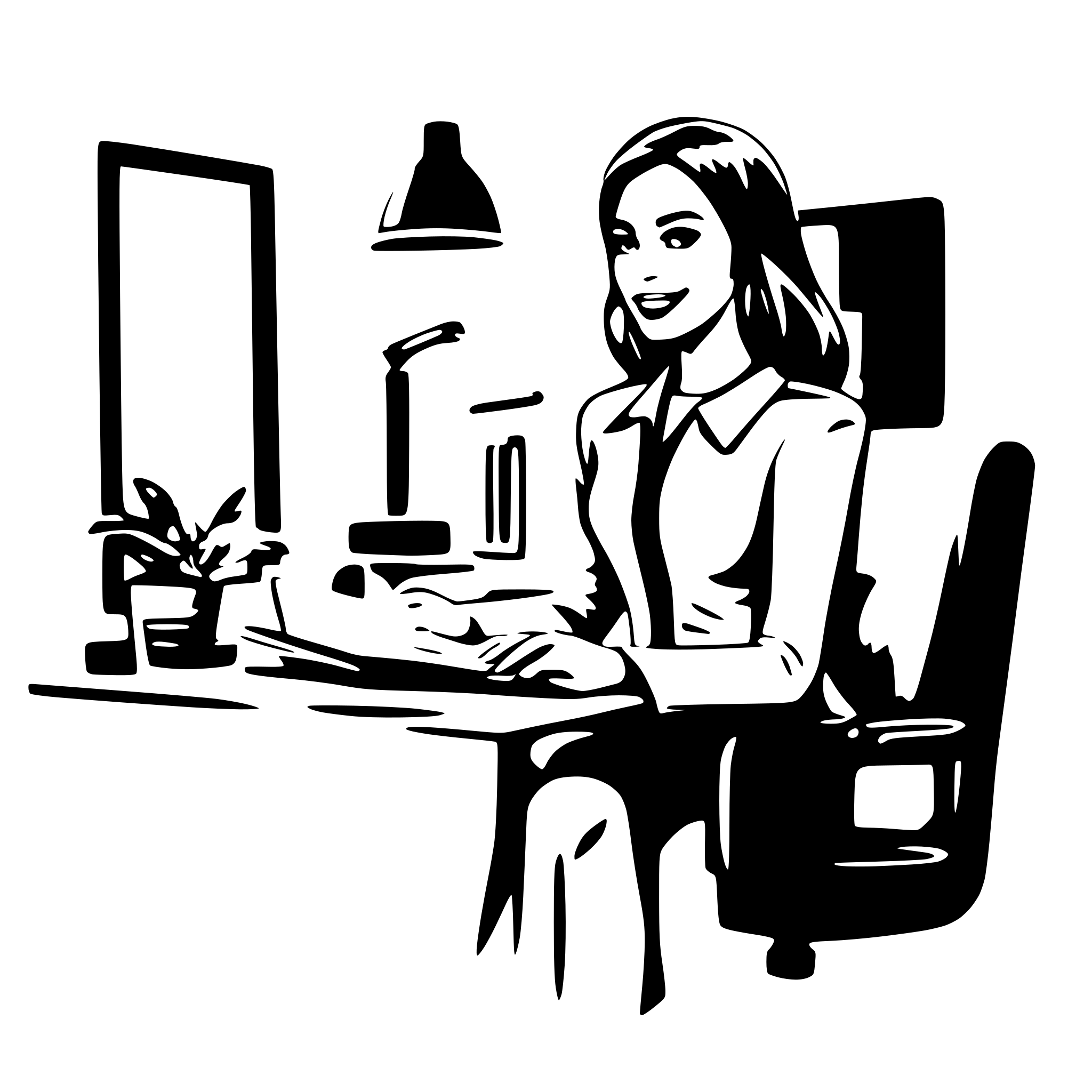 AI-generated SVG of a Profissional de marketing digital trabalhando em casa com a janela aberta