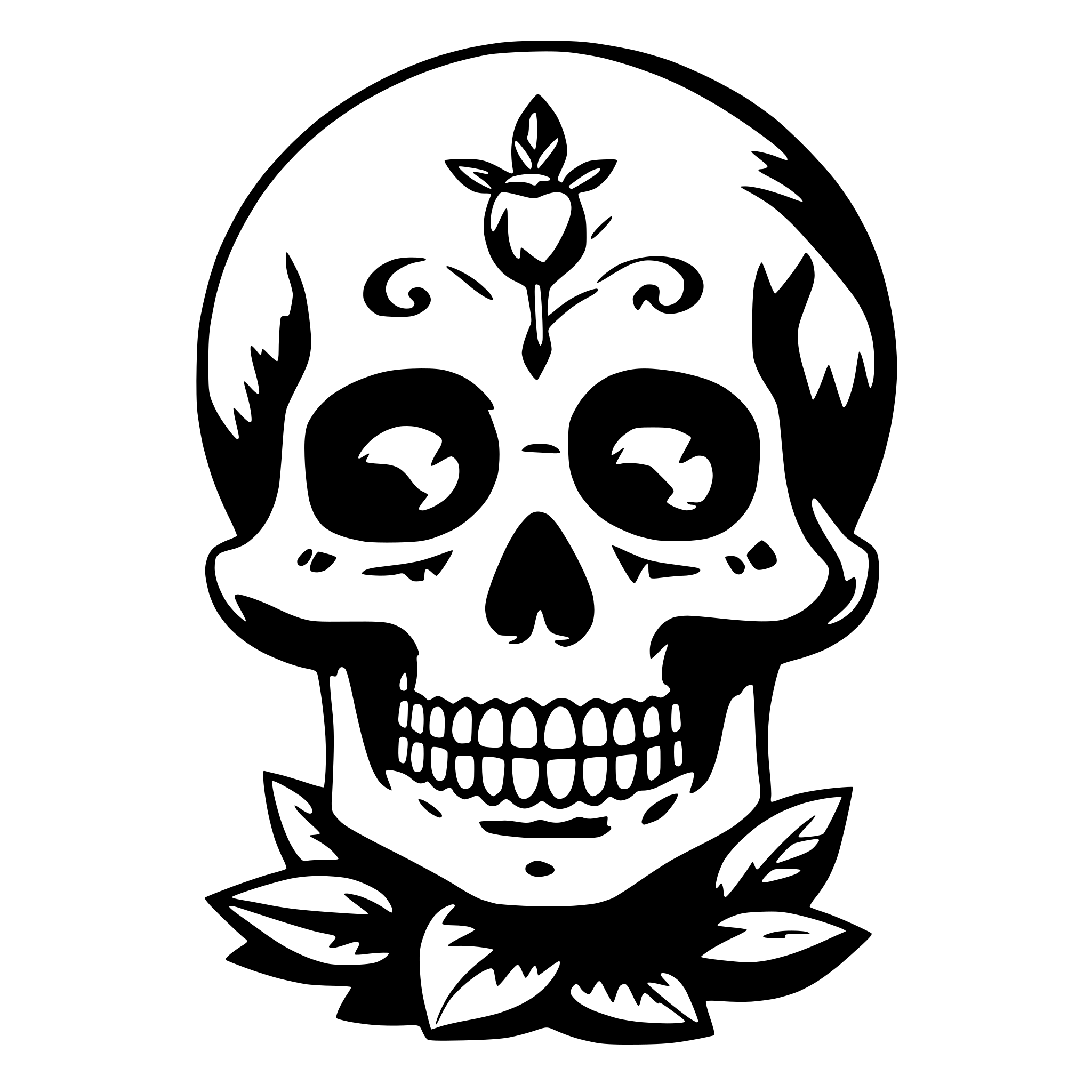 AI-generated SVG of a Flowers on the top of the skull
