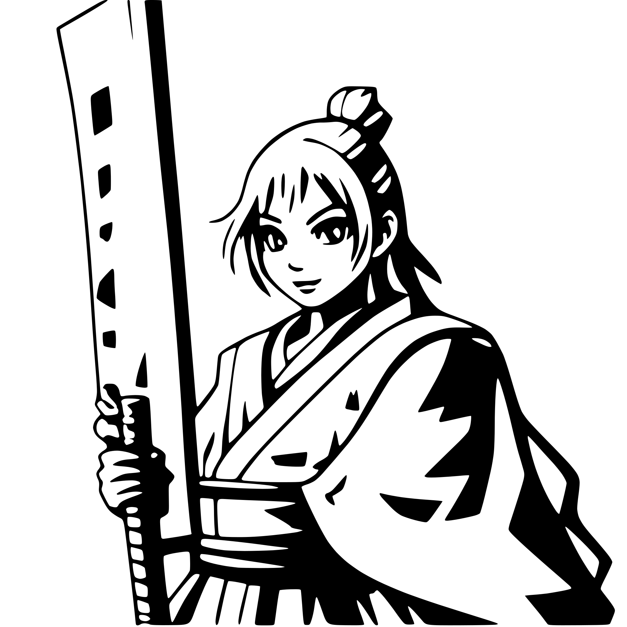 AI-generated SVG of a samurai with torn banner
