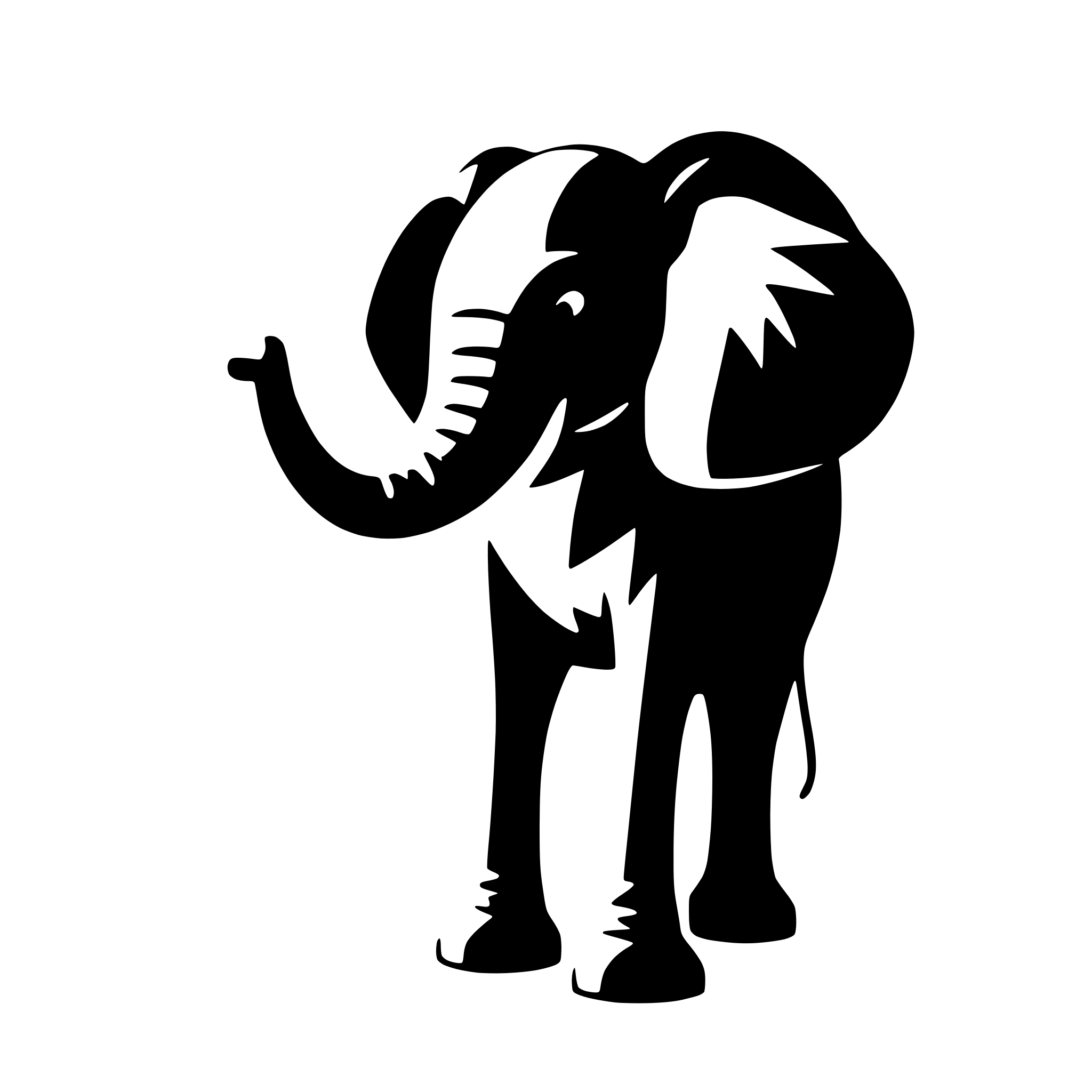 AI-generated SVG of a elephant with trunk raised