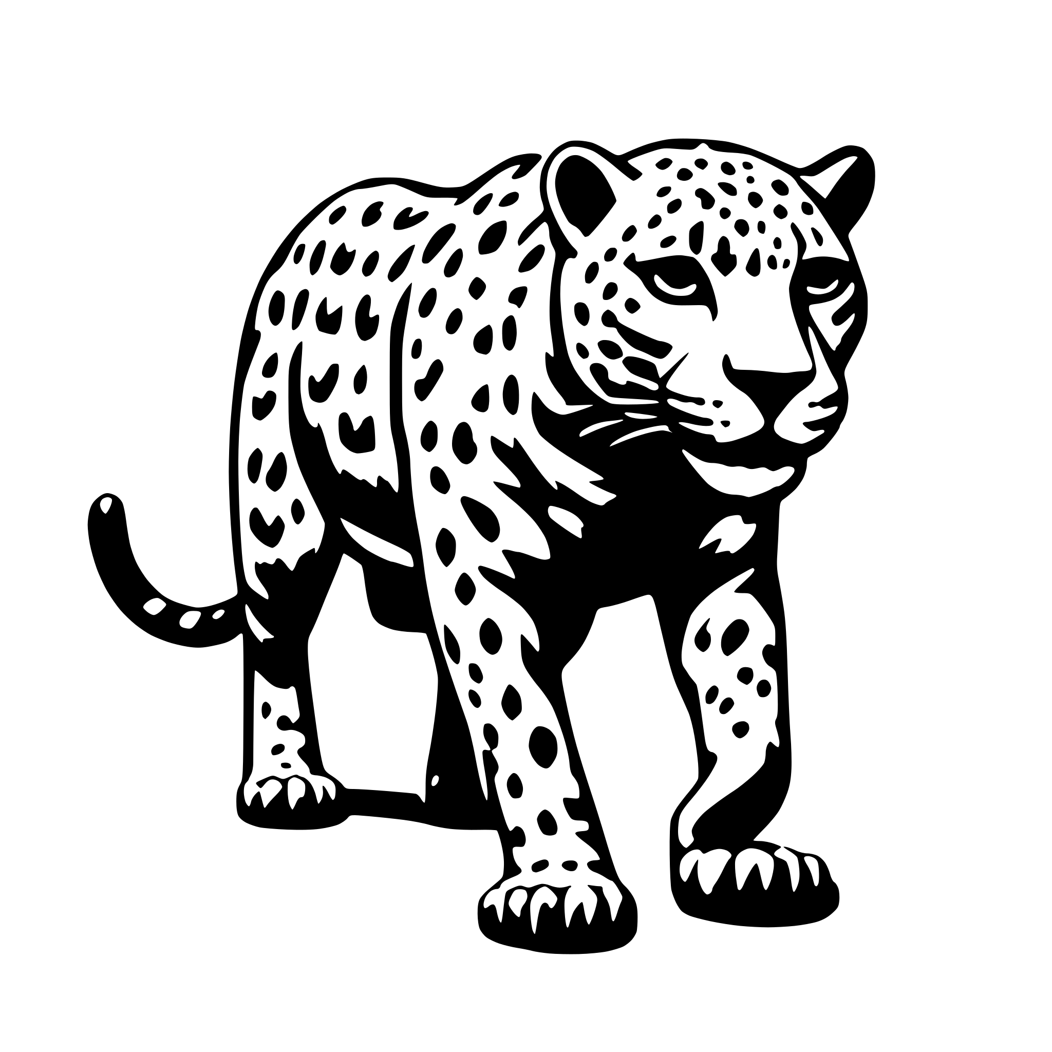 AI-generated SVG of a walking jaguar