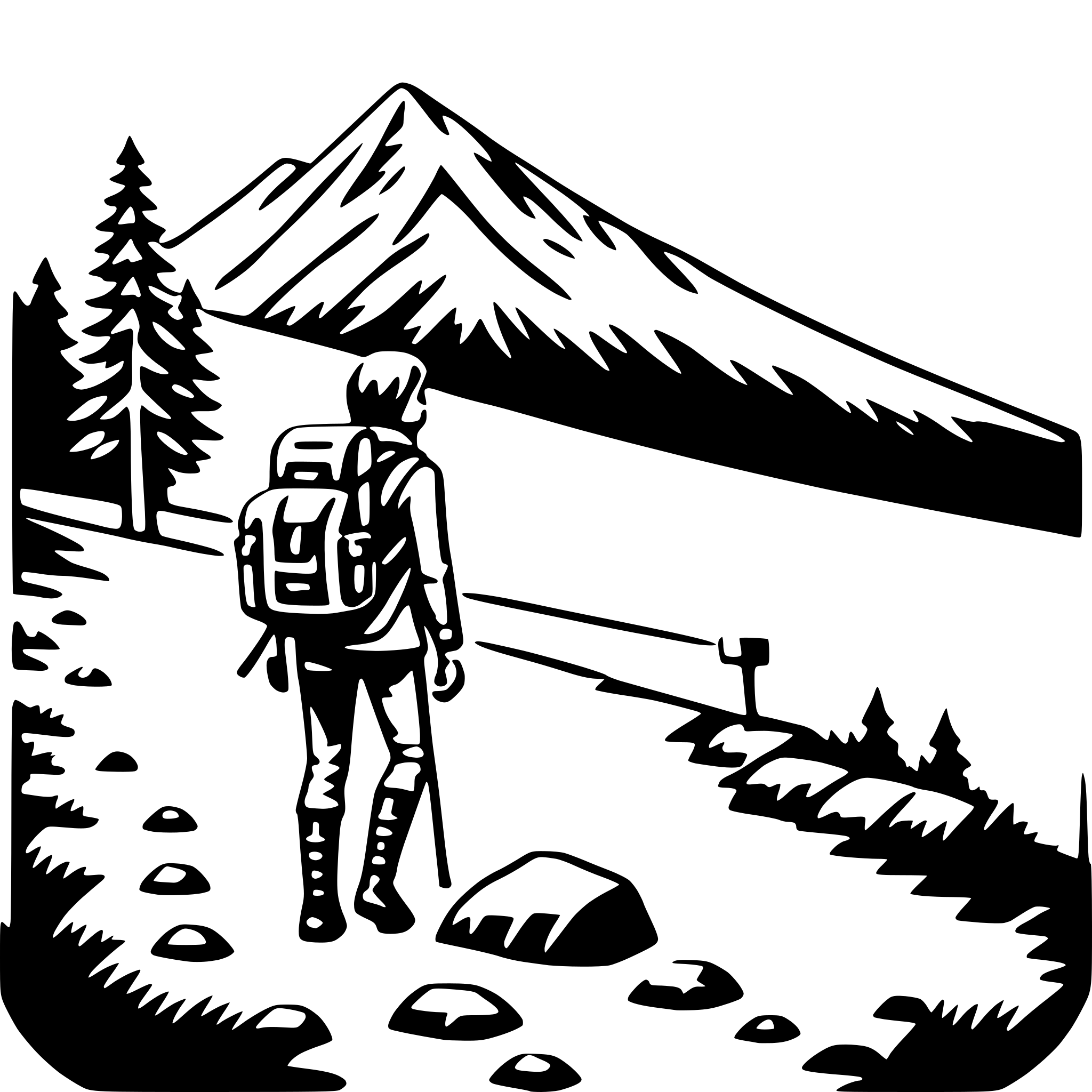 AI-generated SVG of a high-altitude hiking