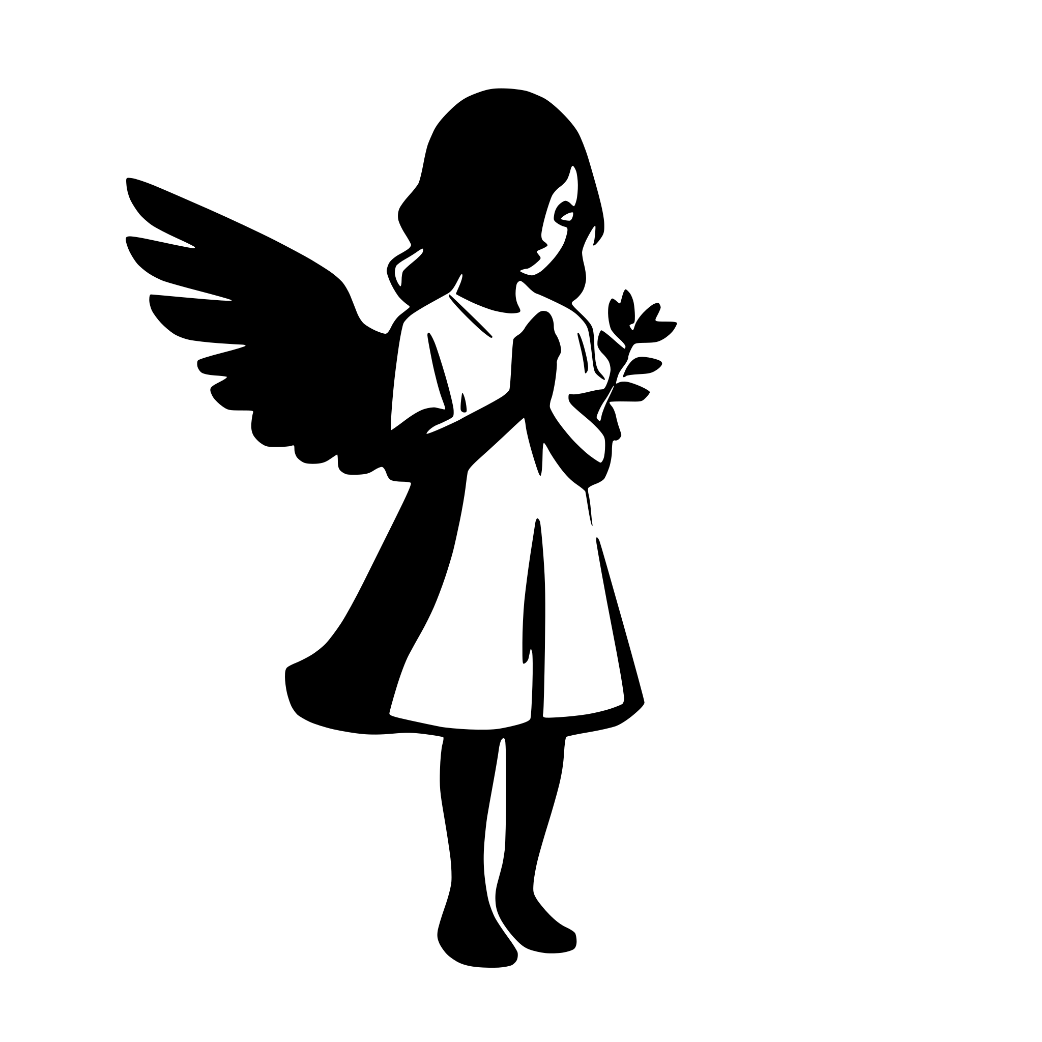 AI-generated SVG of a praying angel little girl with wings kneeling