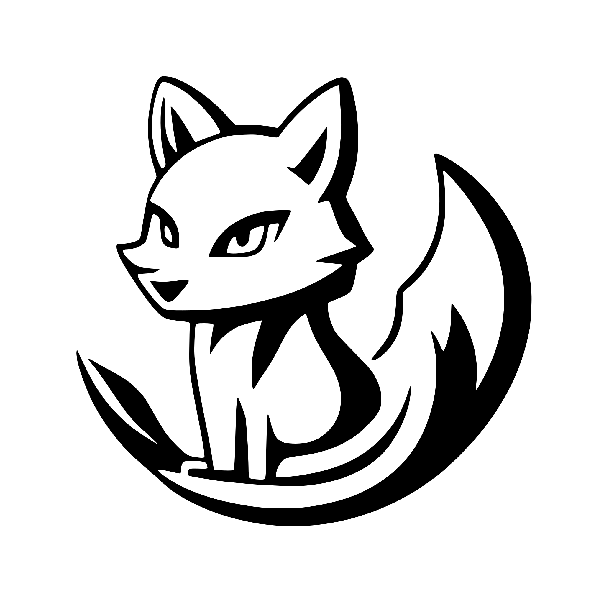 AI-generated SVG of 'stylized fox with curled tail'