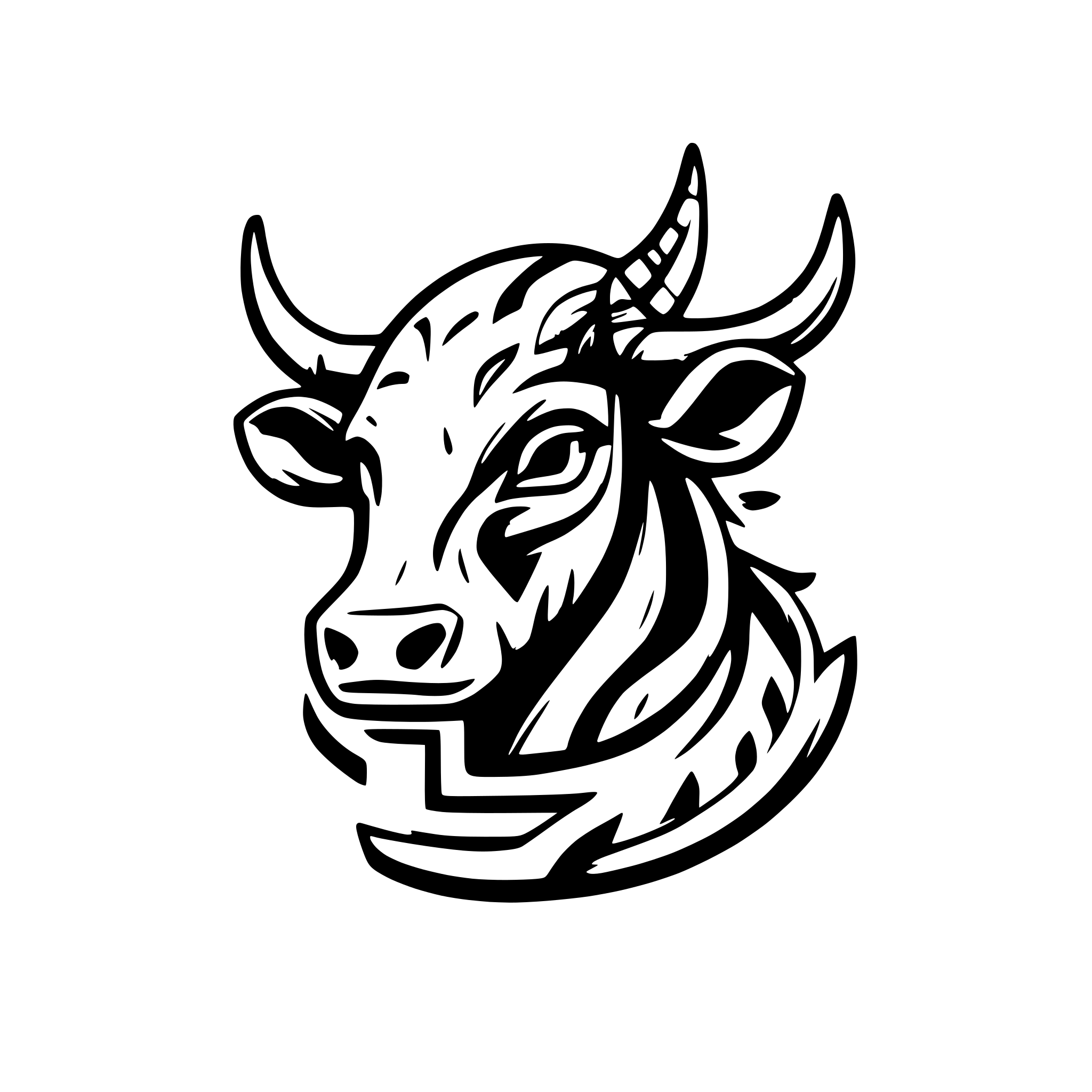 AI-generated SVG of a Cow with the trishul mounted on it