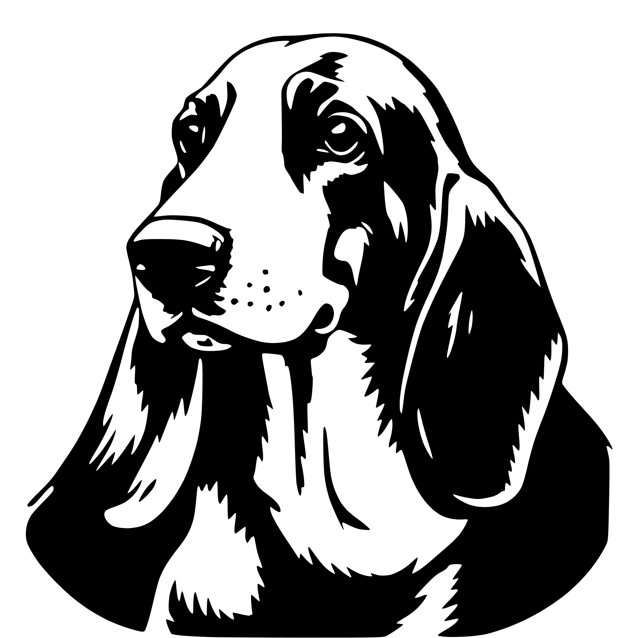 AI-generated SVG of 'a very basic basset hound'