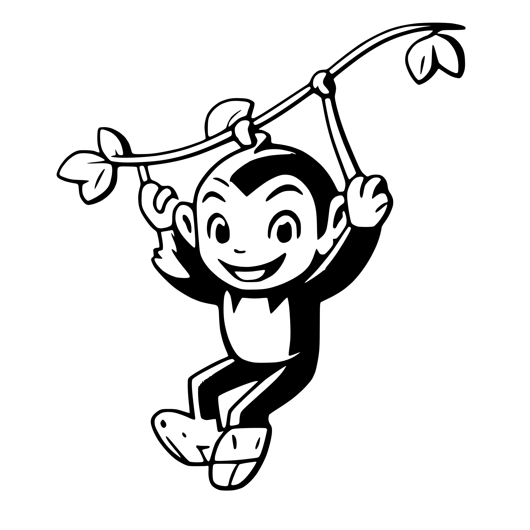 AI-generated SVG of 'a cheerful monkey swinging from a vine'