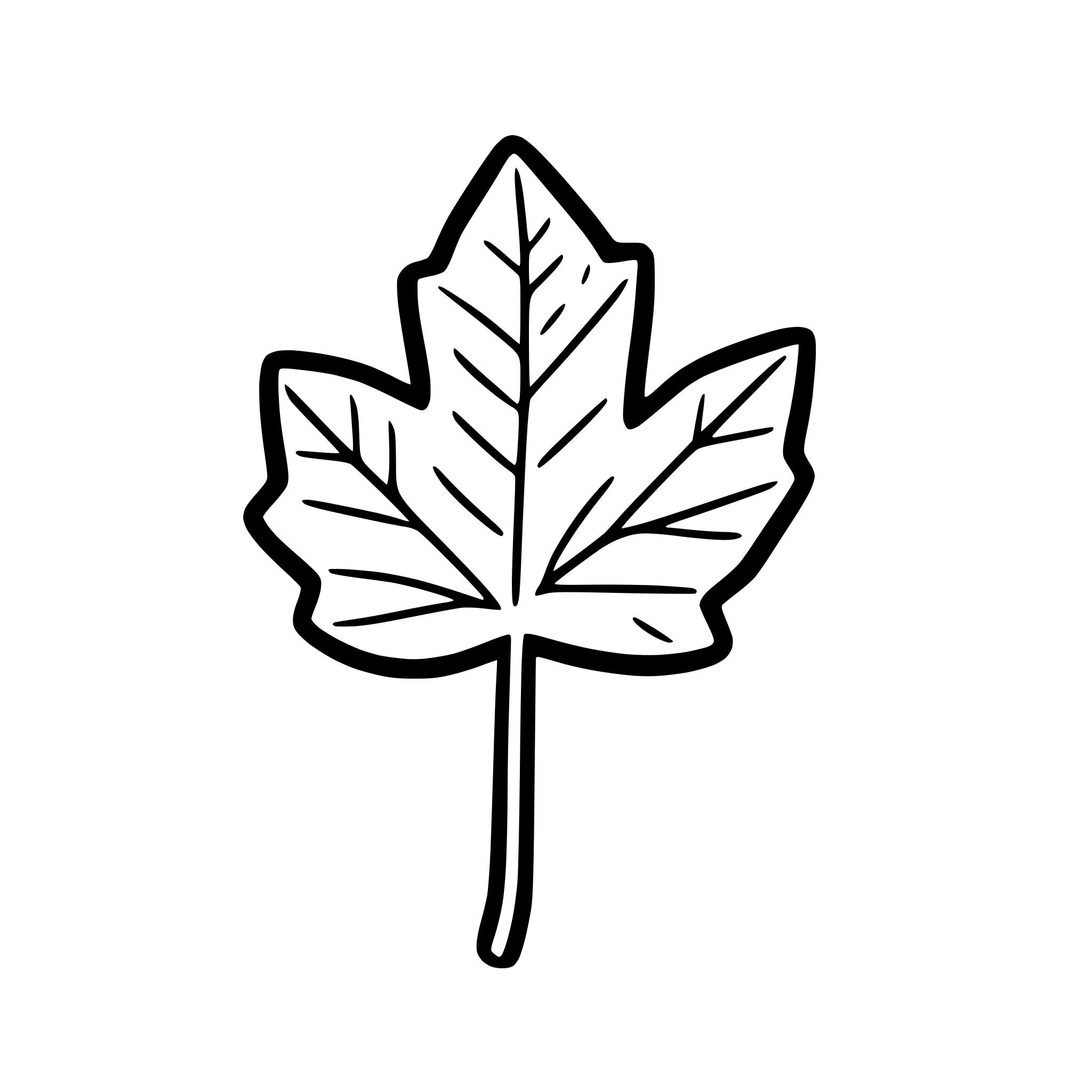 AI-generated SVG of 'maple leaf drifting down'