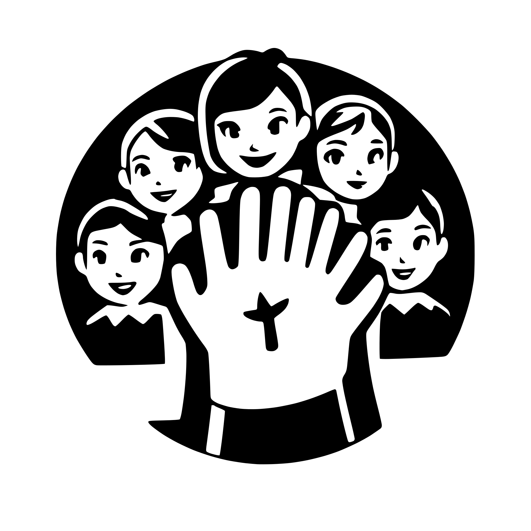 AI-generated SVG of a 12 boys and girls holdng hands
