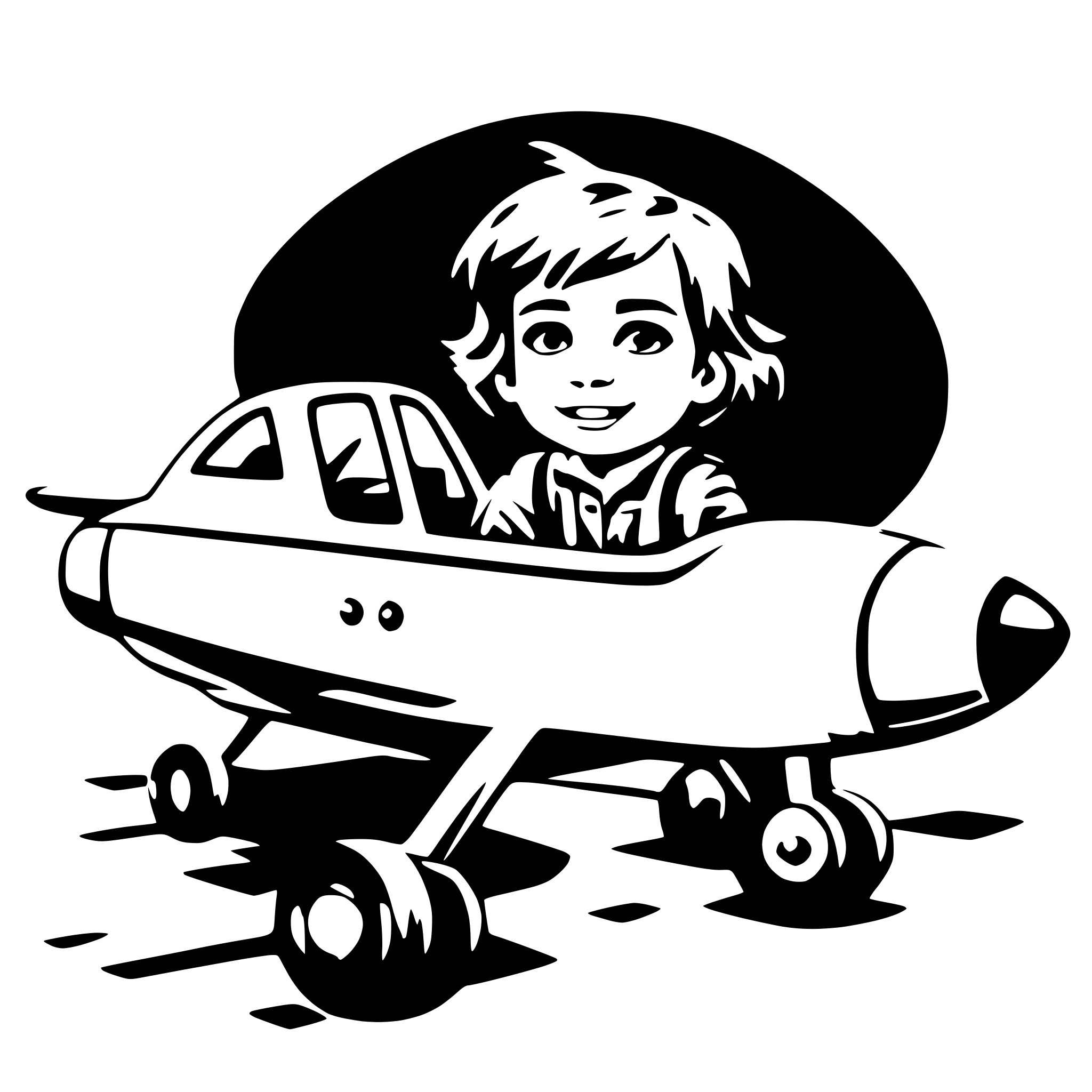 AI-generated SVG of a plane with a little cute boy in the cockpit