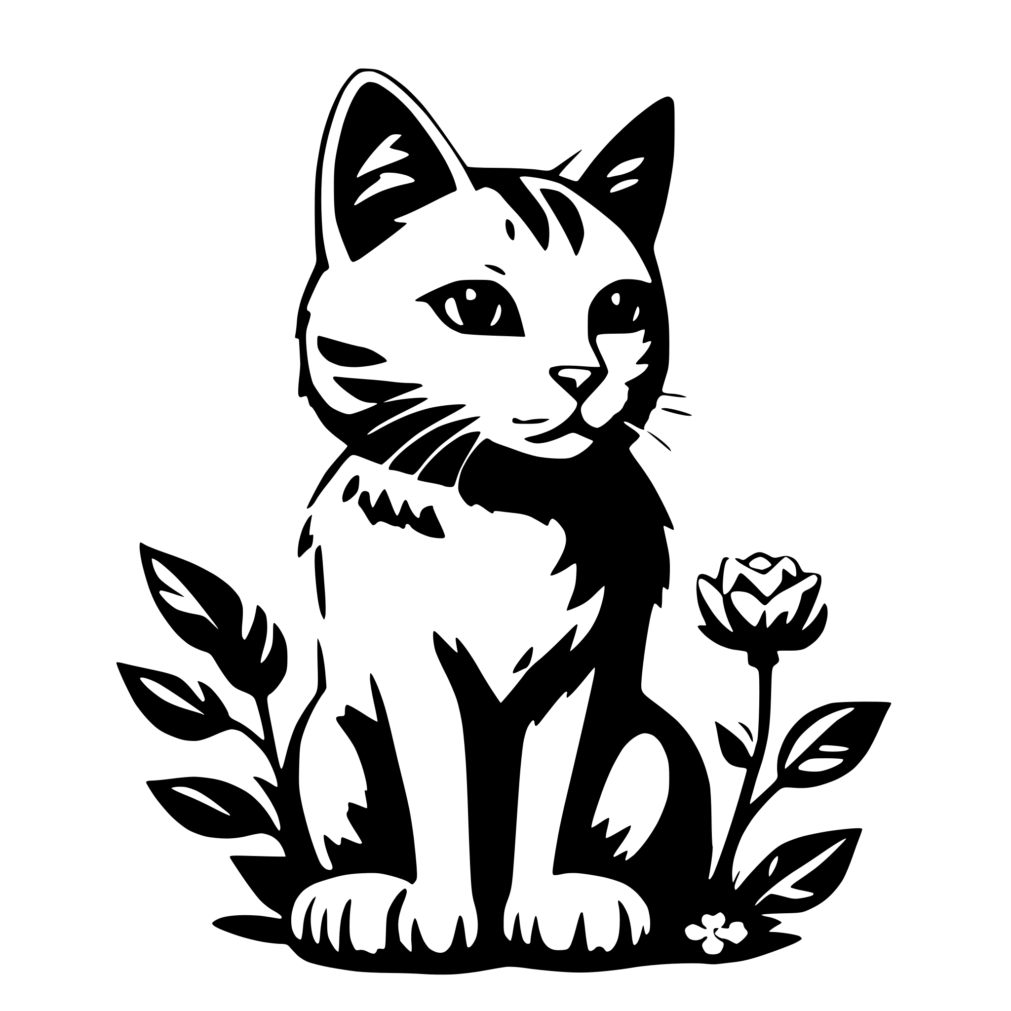 AI-generated SVG of 'cat and flower'