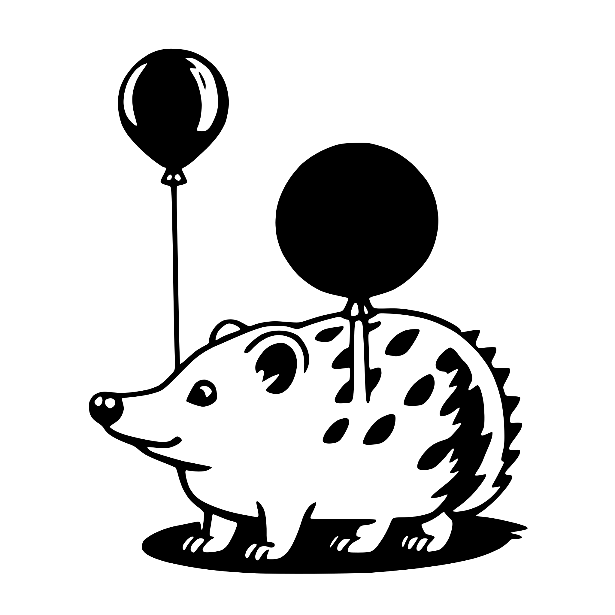 AI-generated SVG of a hedgehog with balloon