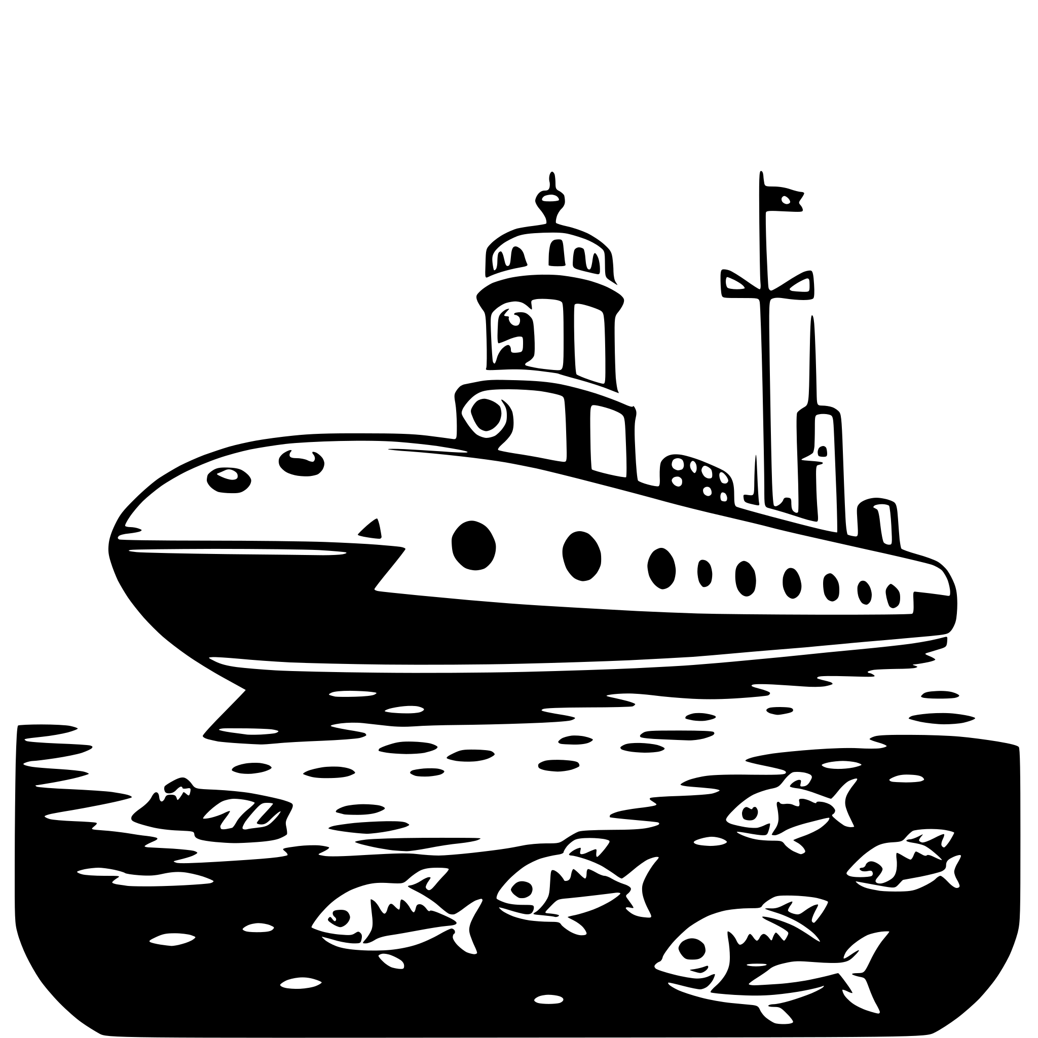 AI-generated SVG of a submarine and fish