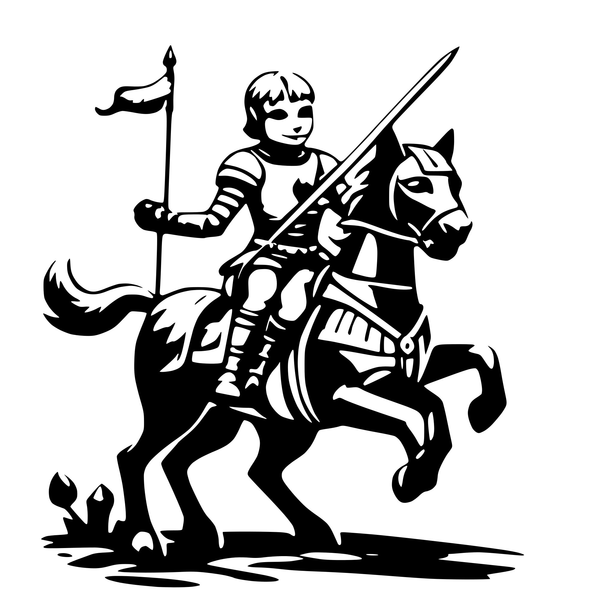 AI-generated SVG of a cat knight jousting on a horse
