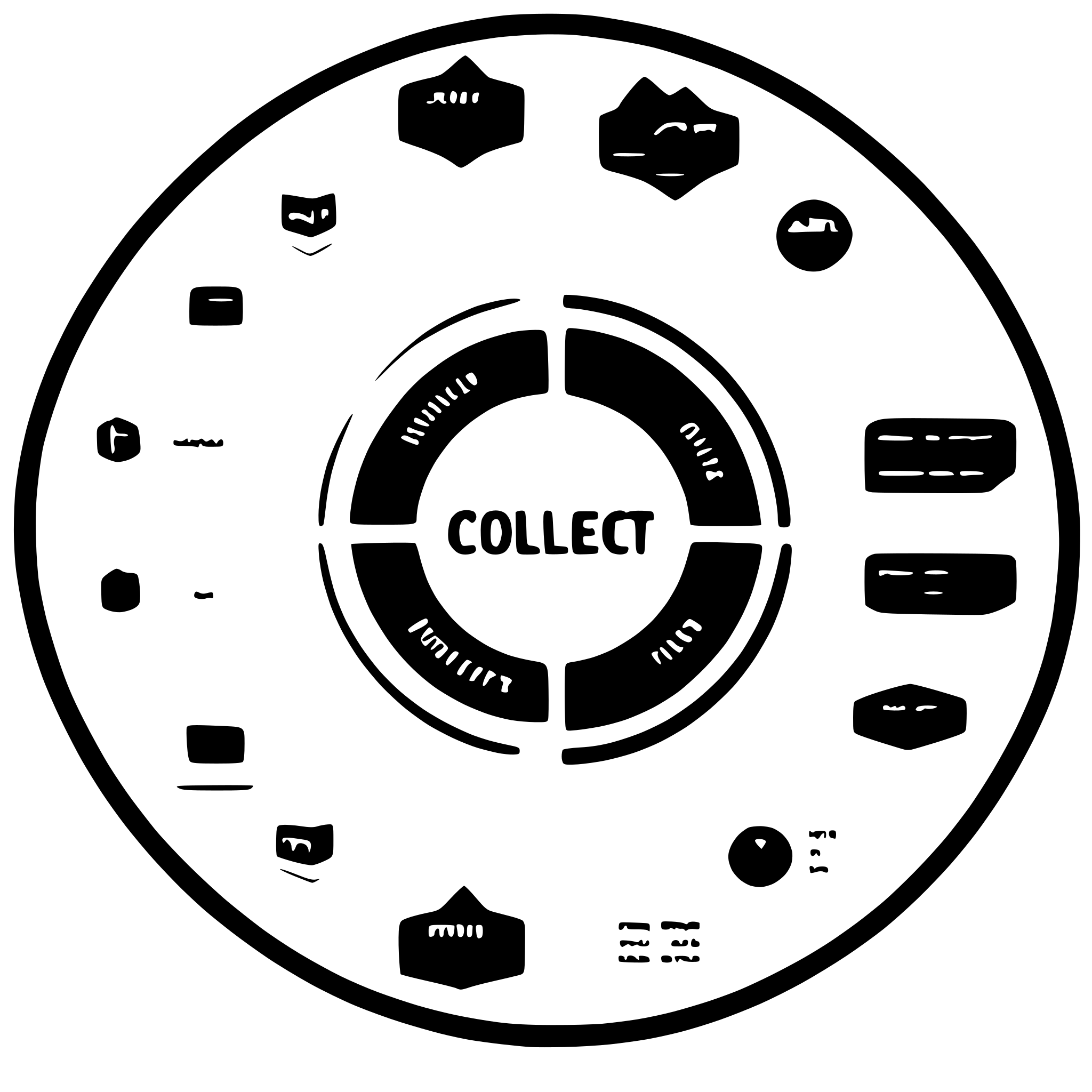 AI-generated SVG of a A circular data lifecycle diagram with segments labeled: Collect Process Share Use Store
