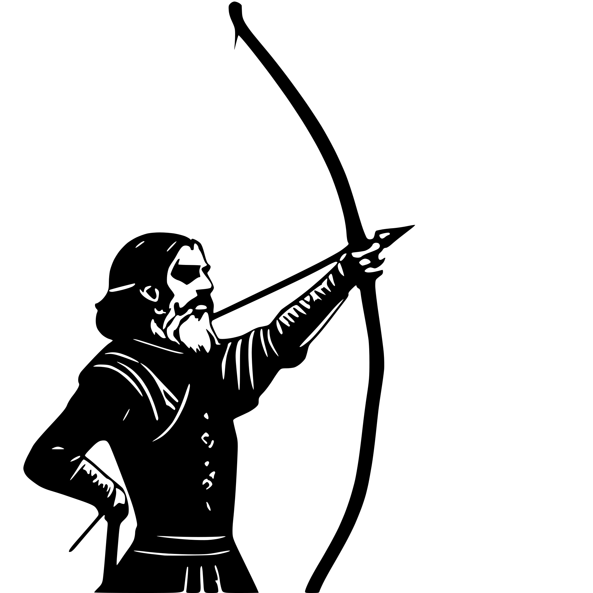 AI-generated SVG of a a Persian ancient man, an archer, with a bow
