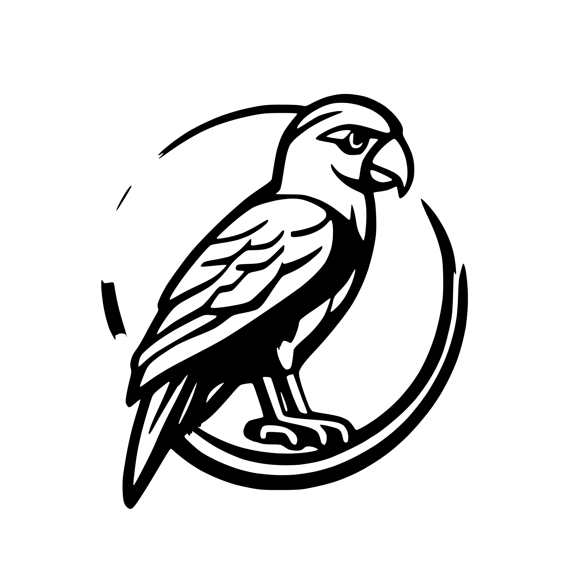 AI-generated SVG of a Design a sleek, modern parrot logo in emerald, sapphire, and yellow. Feature a dynamic, stylized parrot with a subtle abstract tropical gradient background for a creative website emblem.