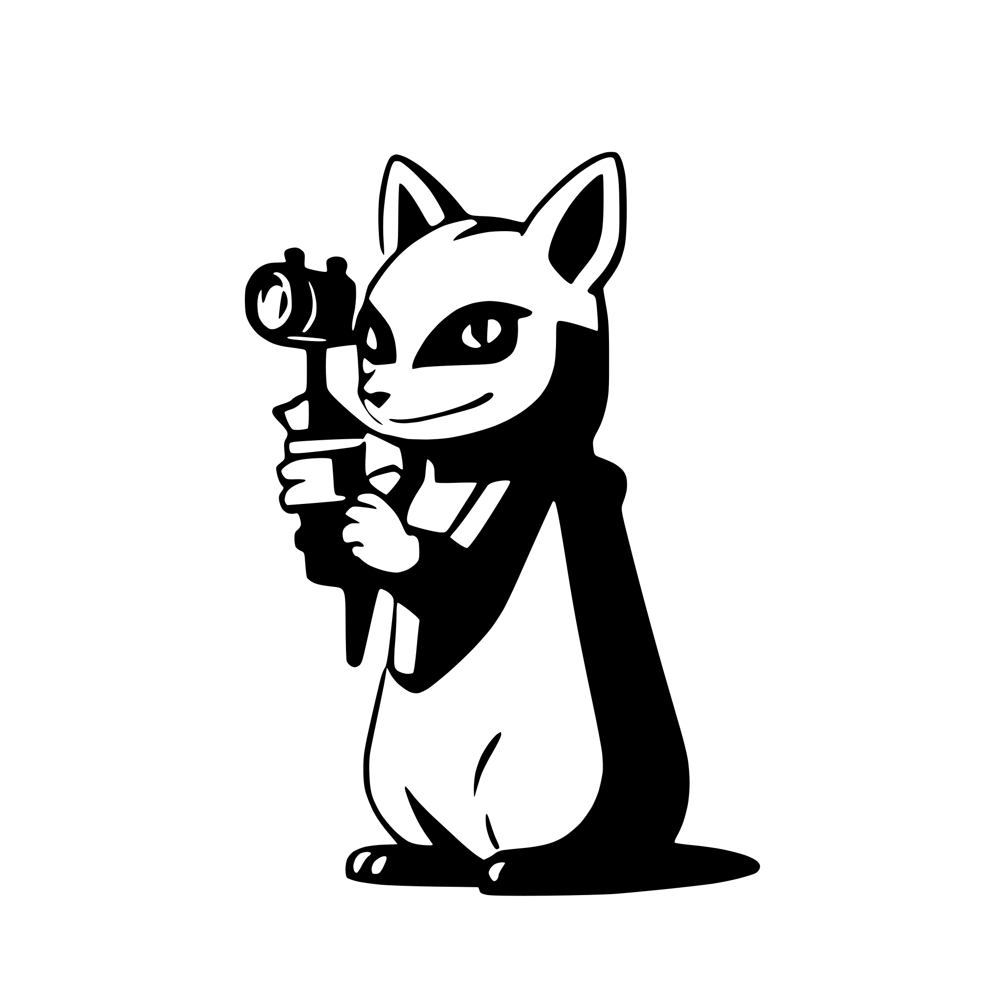 AI-generated SVG of a cute squirrel with binoculars, black white, comical, minimalist logo