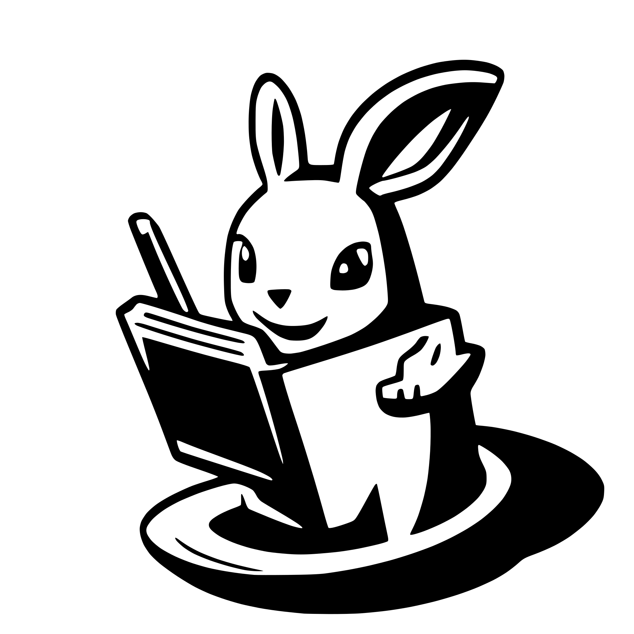 AI-generated SVG of a a bunny reading a long tabloid coming out of a hat