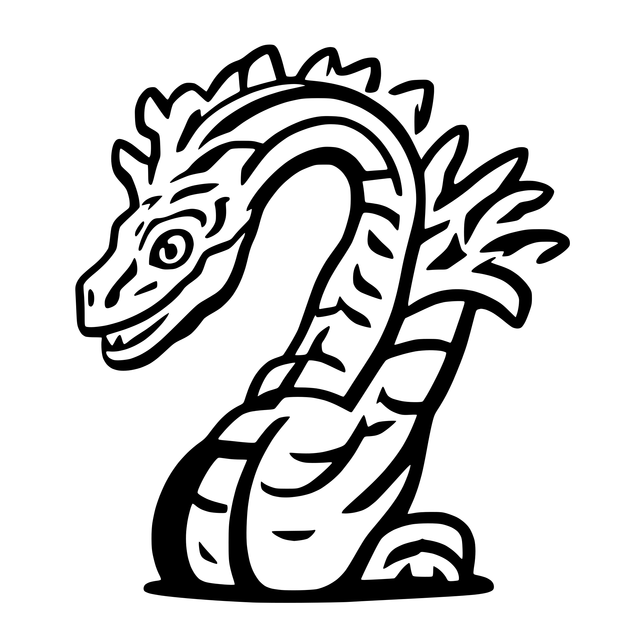 AI-generated SVG of a Side view of a Hydra