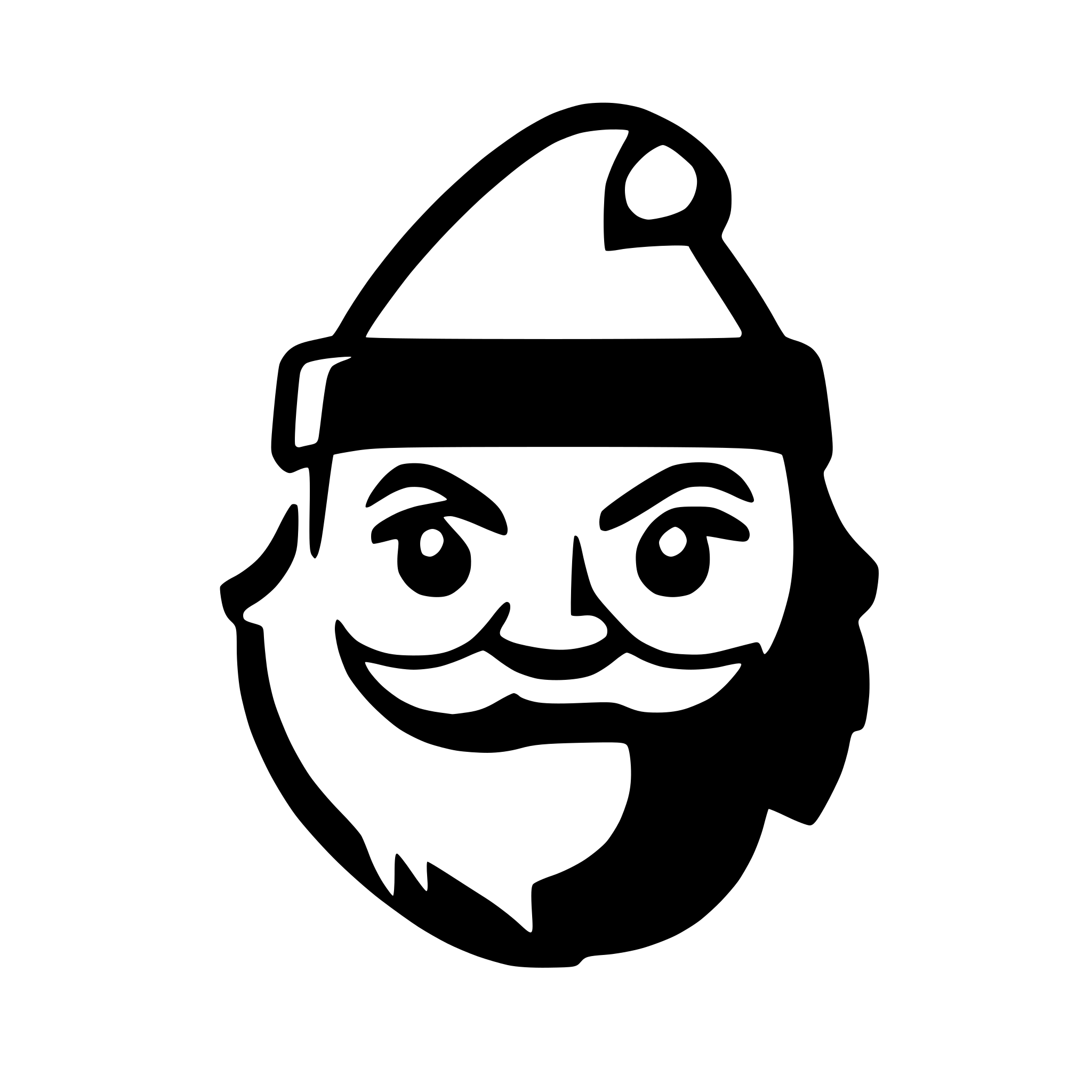 AI-generated SVG of a simple solid black and white icon of santa claus, vector style, flat design, high contrast