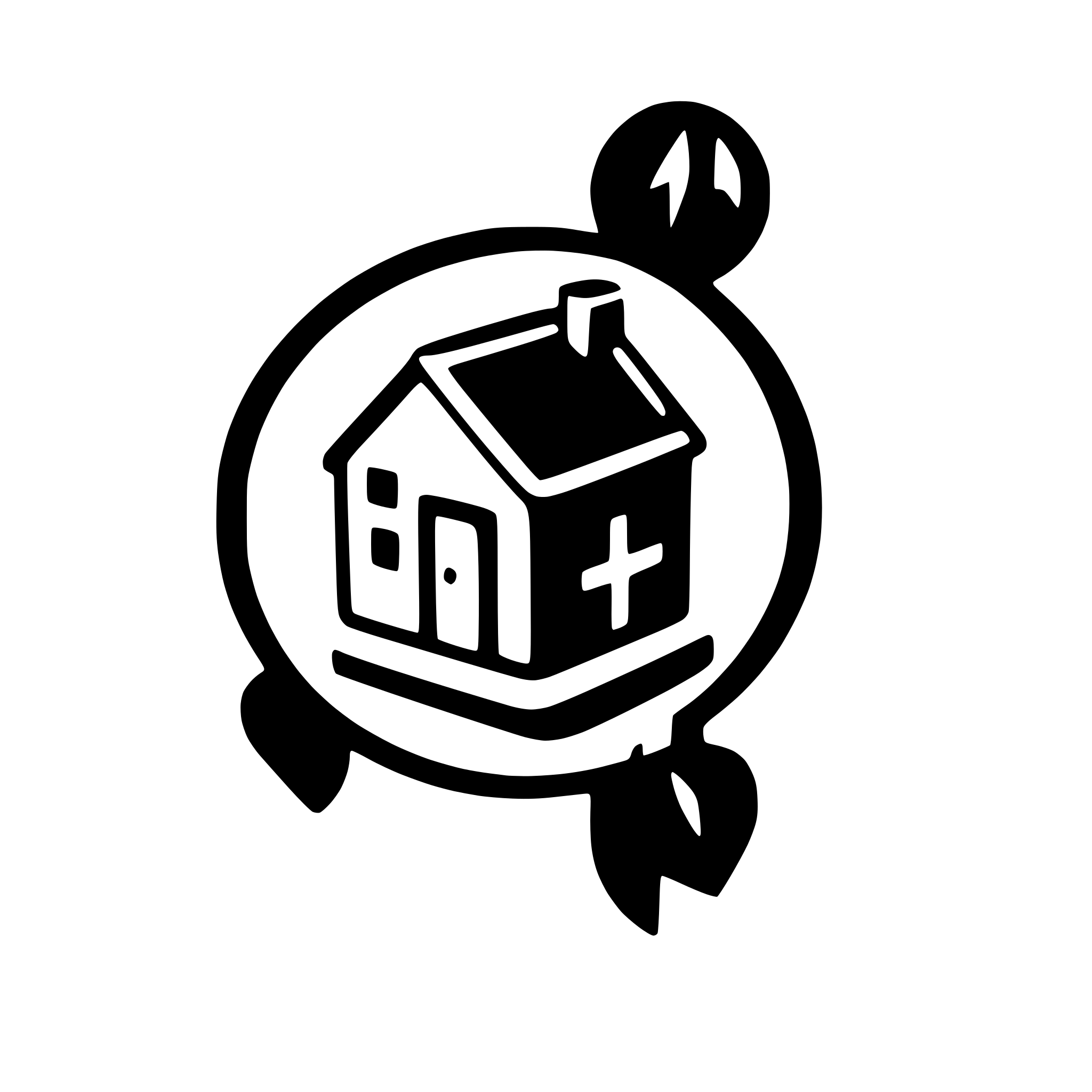 AI-generated SVG of a The app's name is Hamlett (a play of "hamlet", small village, and "lett", easy in Norwegian). The main ideas to use in the icon are concepts of "home", "community", "sharing".  The app's color scheme uses these colors: primary: 'rgb(0, 108, 75)', primaryContainer: 'rgb(137, 248, 198)', secondary: 'rgb(77, 99, 87)', tertiary: 'rgb(61, 99, 115)',