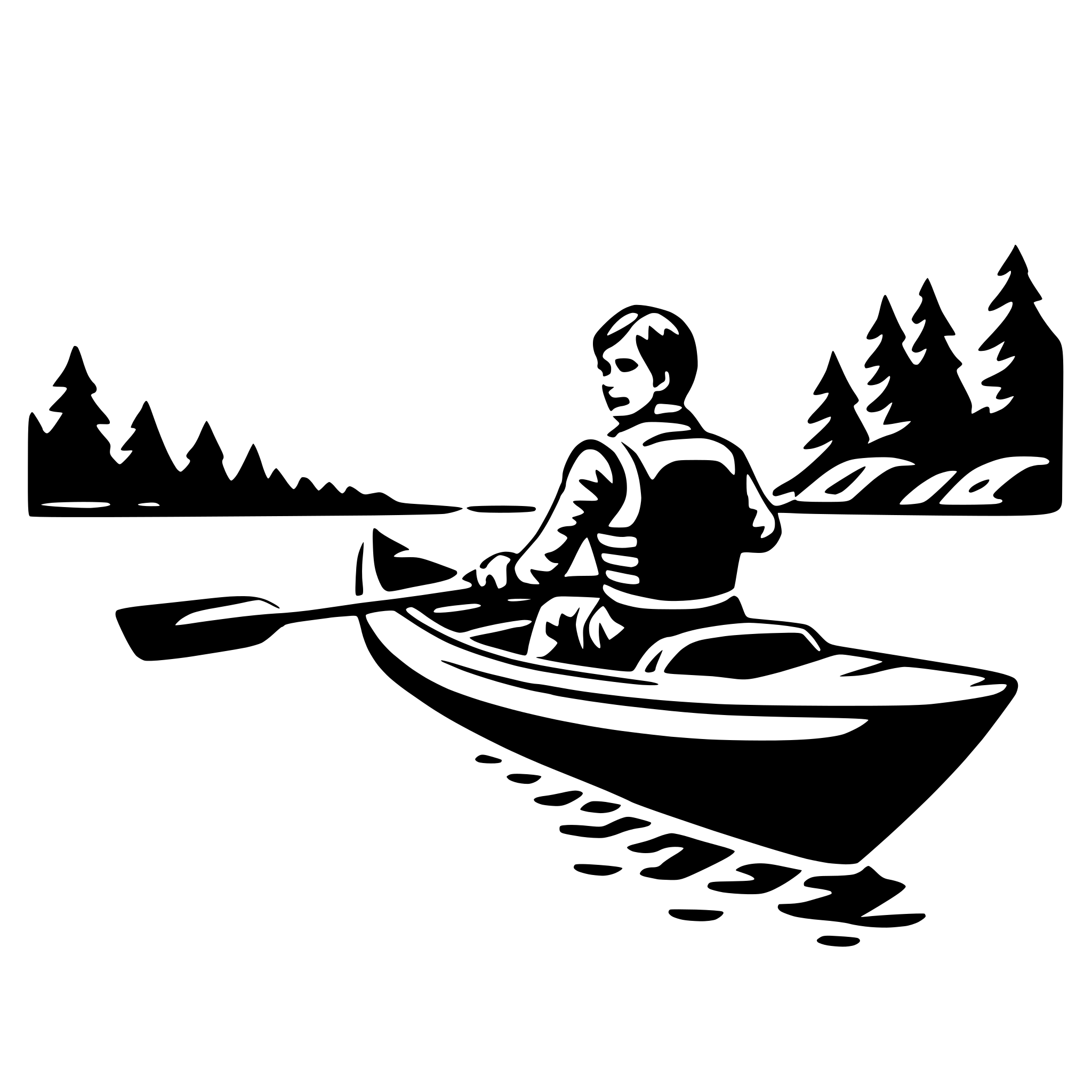 AI-generated SVG of 'kayaking through rapids'