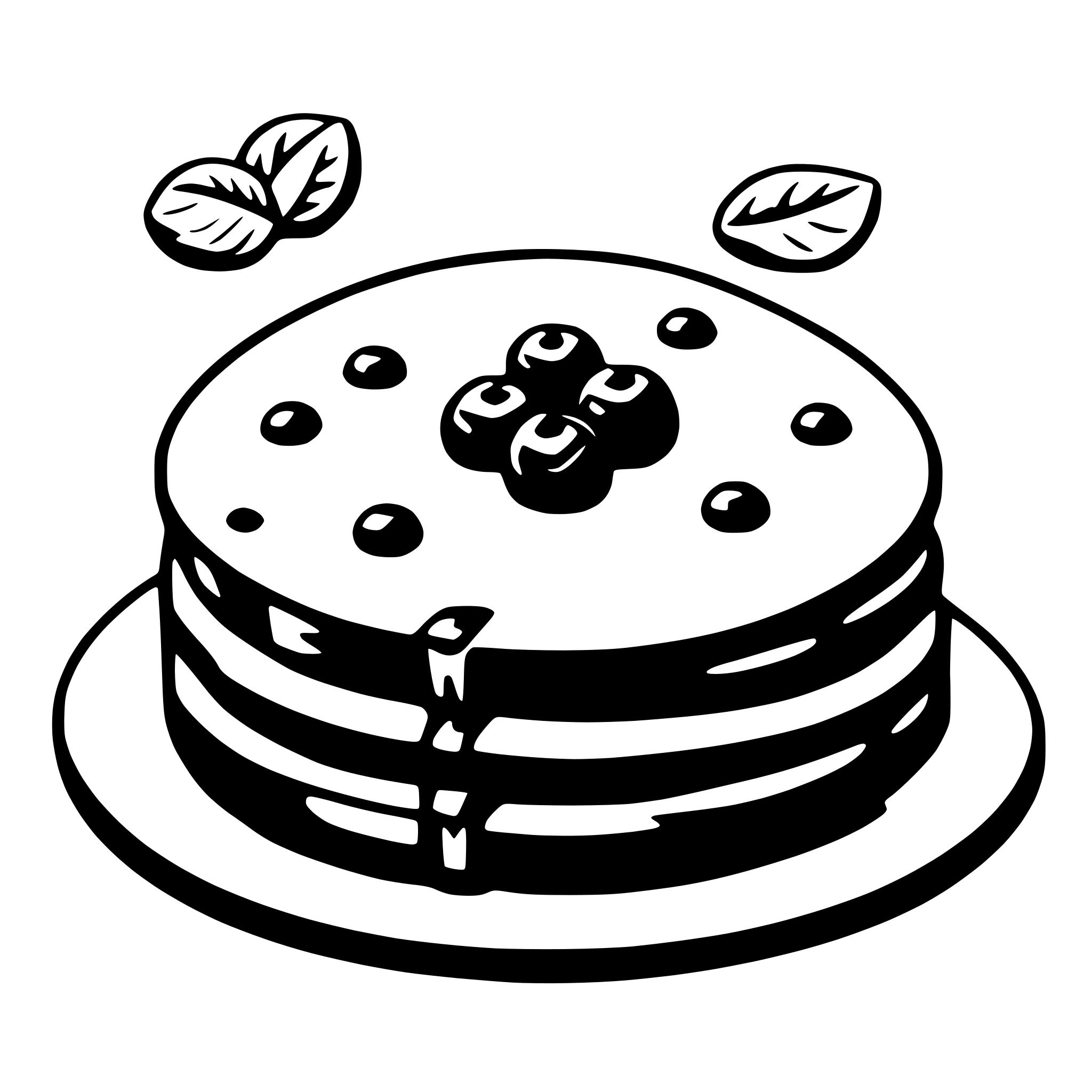 The SVG depicts a stylized illustration of a cake with a single slice cut out. The cake is adorned with what appears to be a berry or a similar type of fruit on top. There are also two leaves, one on each side of the cake, suggesting a decorative or natural theme. The slice of cake has been cut out, revealing the interior layers, which are also visible on the side of the cake. The illustration is simple and uses minimal detail to convey the subject matter. 