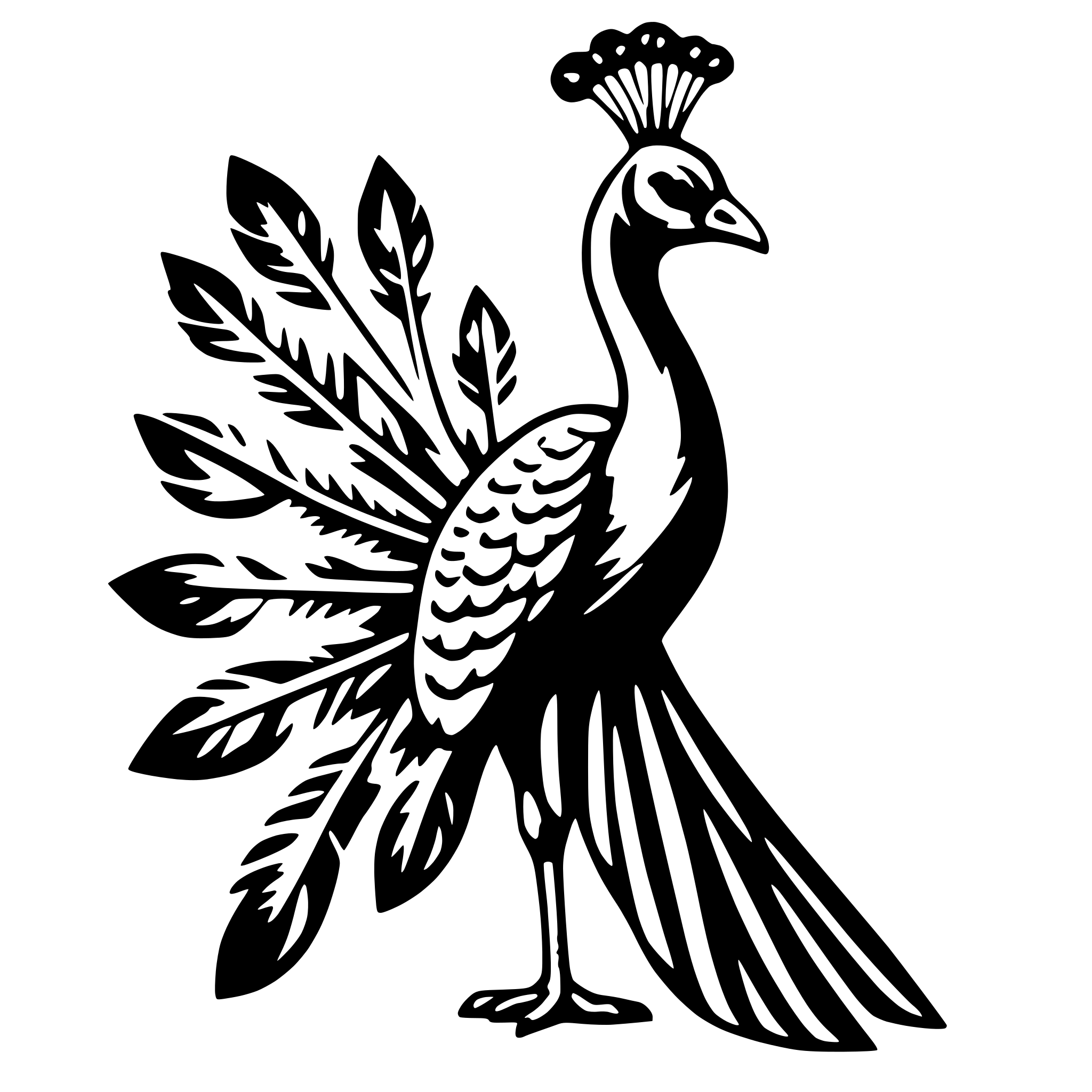 AI-generated SVG of a peacock with feathers