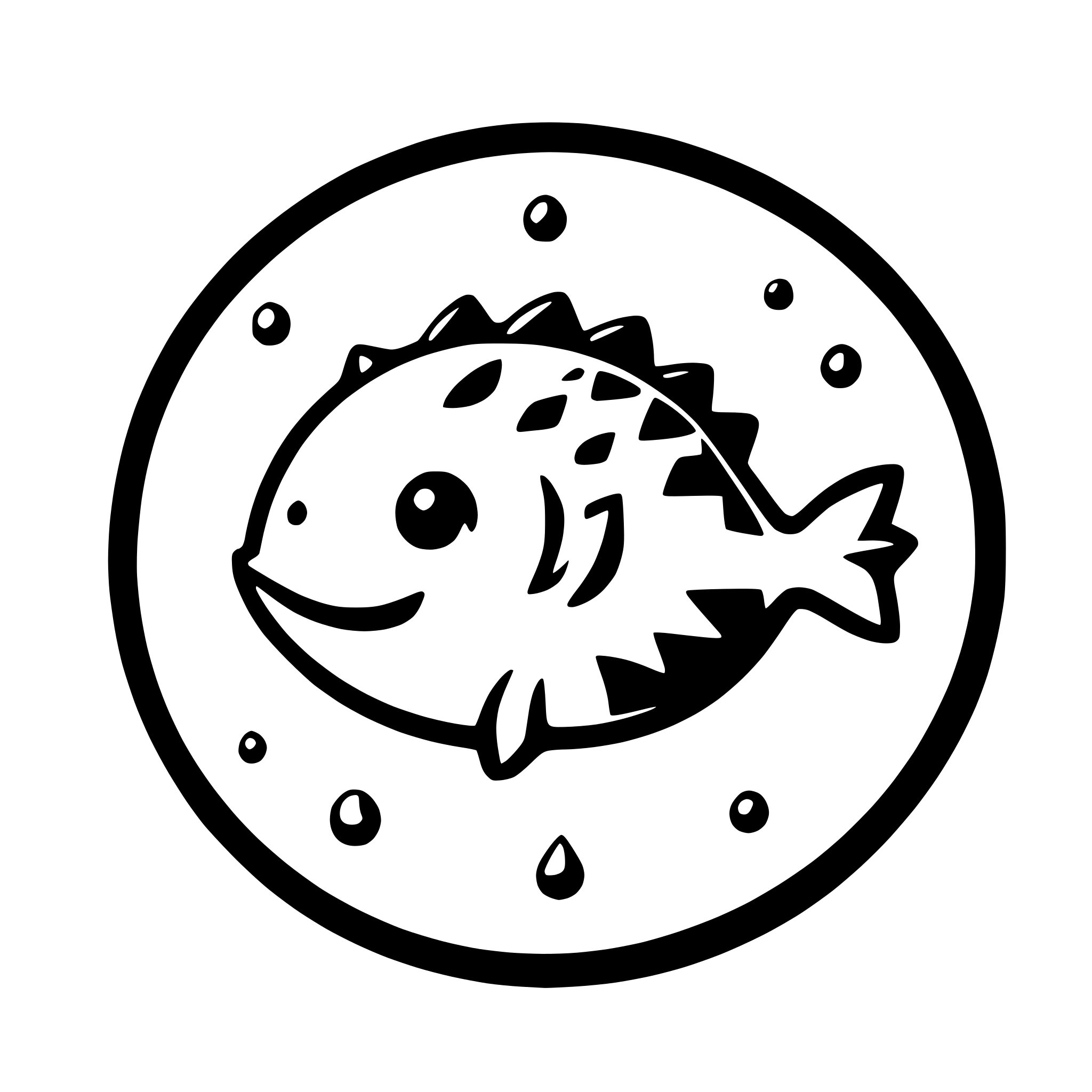 AI-generated SVG of a happy blowfish outlines like a modern logo