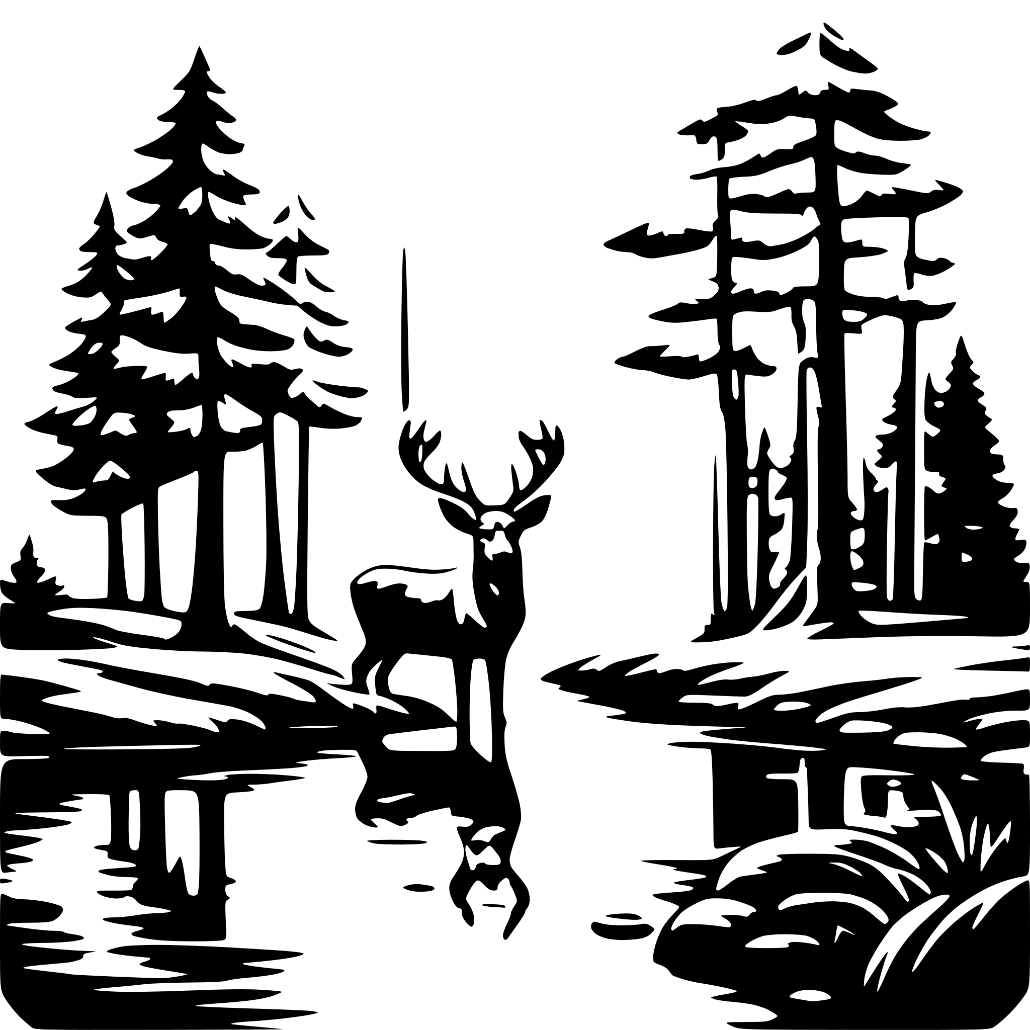 AI-generated SVG of 'Hirsch am Teich mit wald'