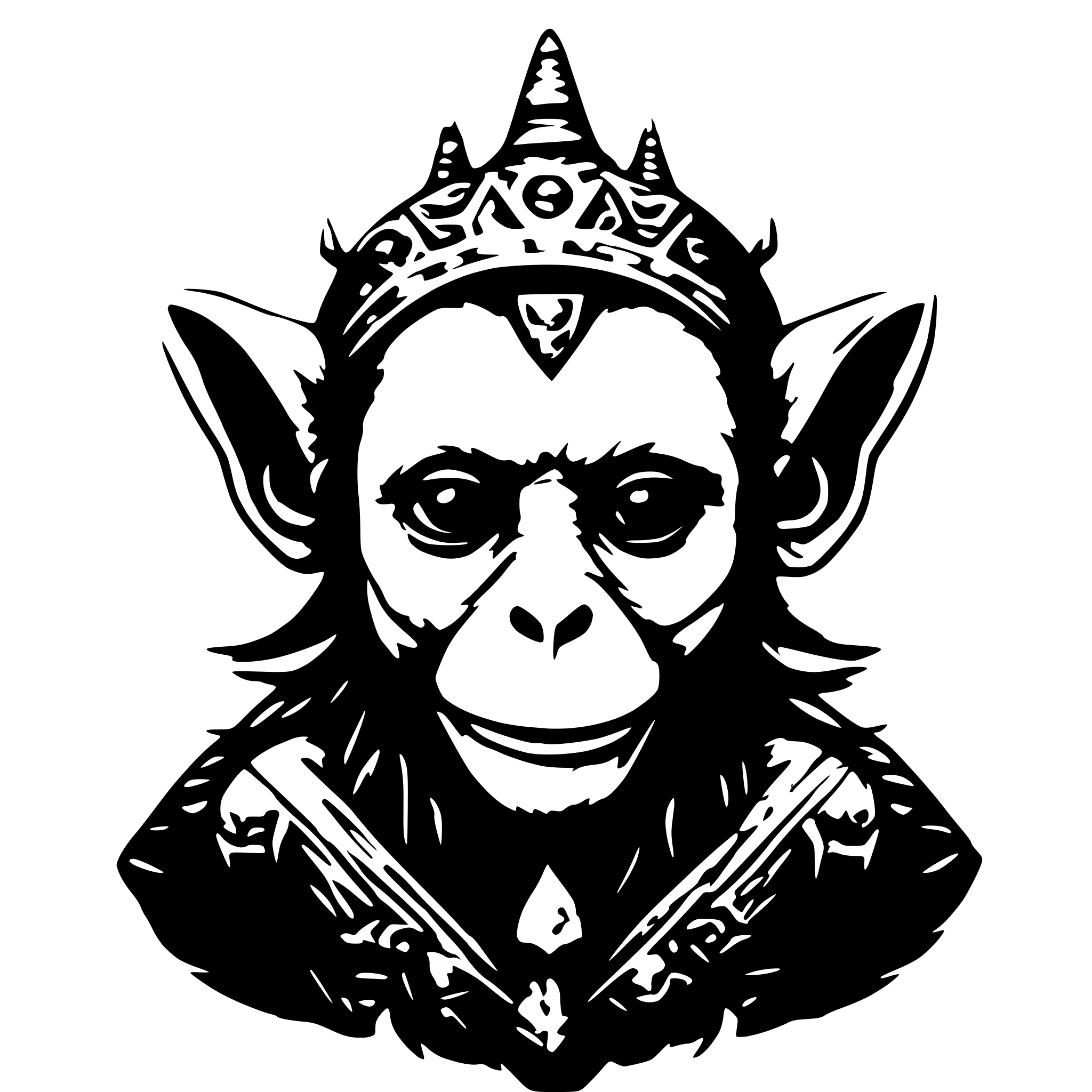 AI-generated SVG of a a baby monkey with devil's horns in frontal view AI-generated SVG of a a baby monkey with devil's horns in frontal view
