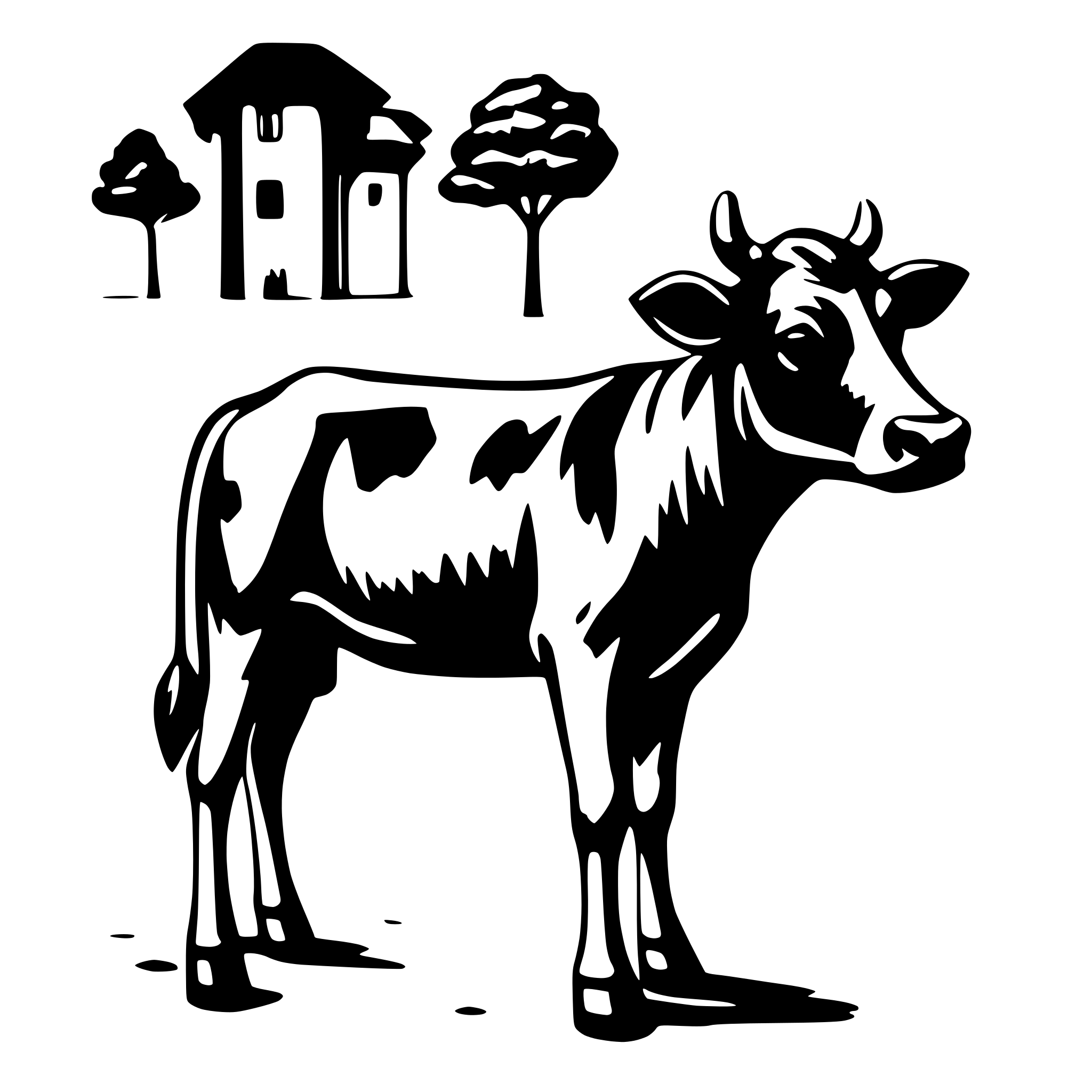 AI-generated SVG of a cow bird view with only black color