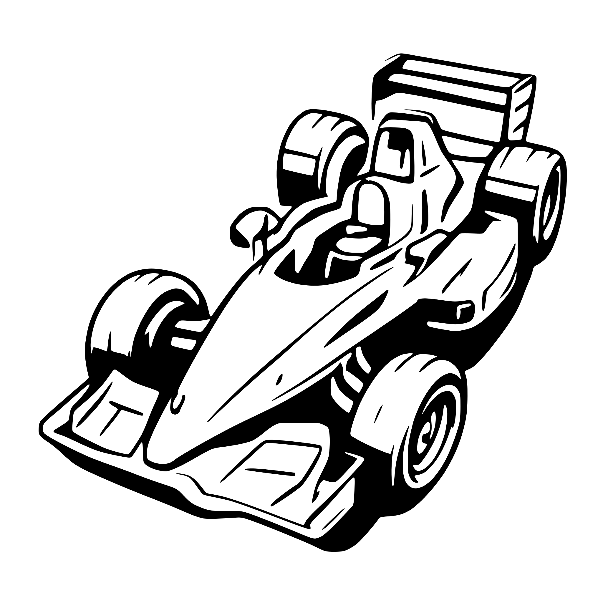 AI-generated SVG of a A Top down view of a formula 1car from above