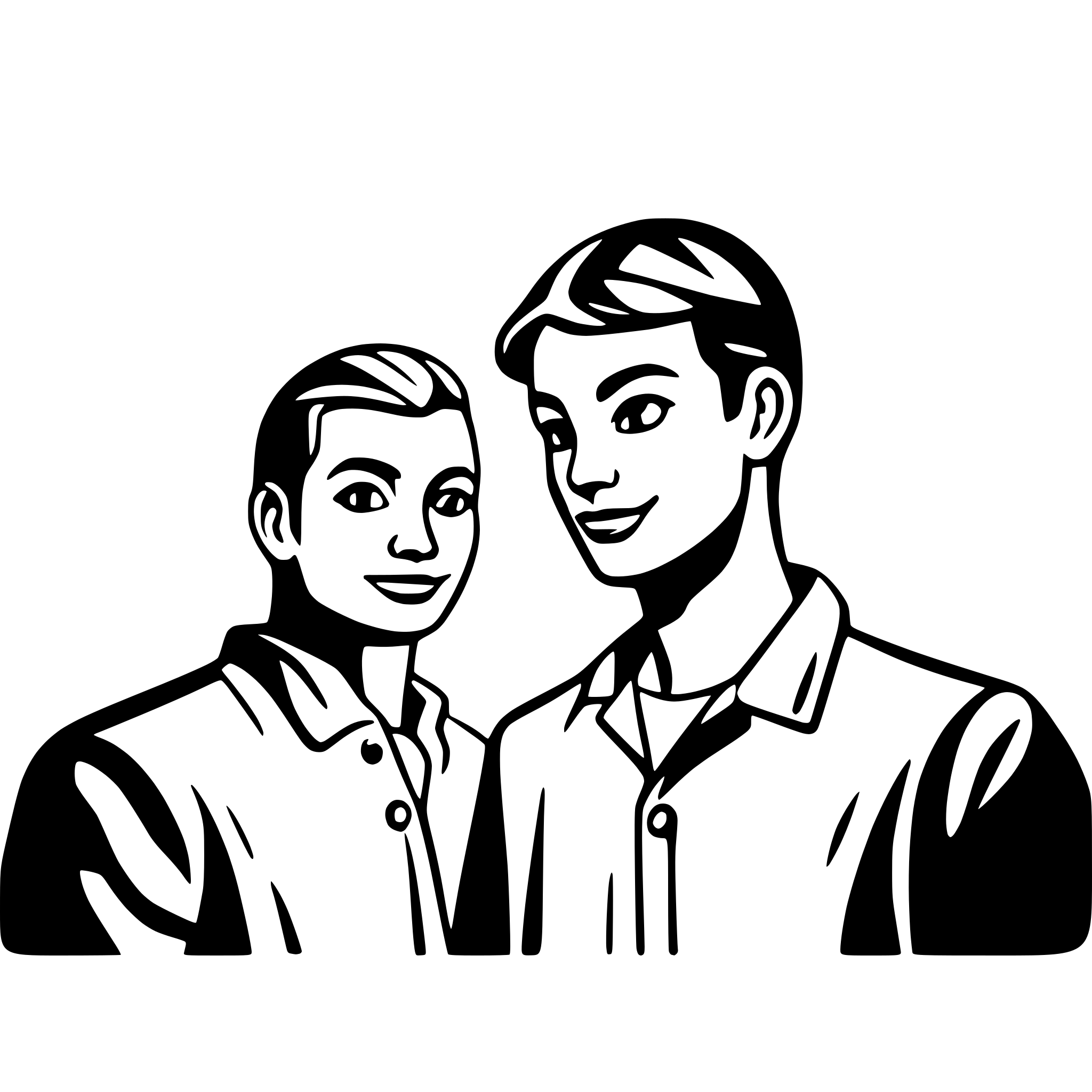 AI-generated SVG of 'two men boking'