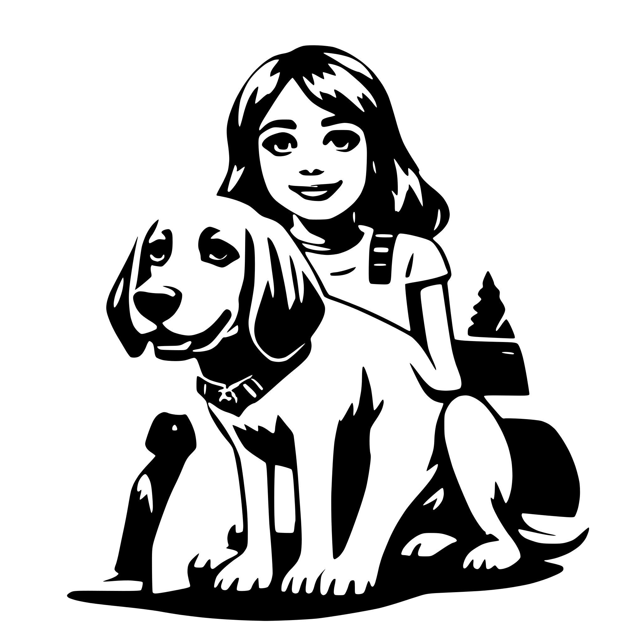 AI-generated SVG of 'girl width a dog'