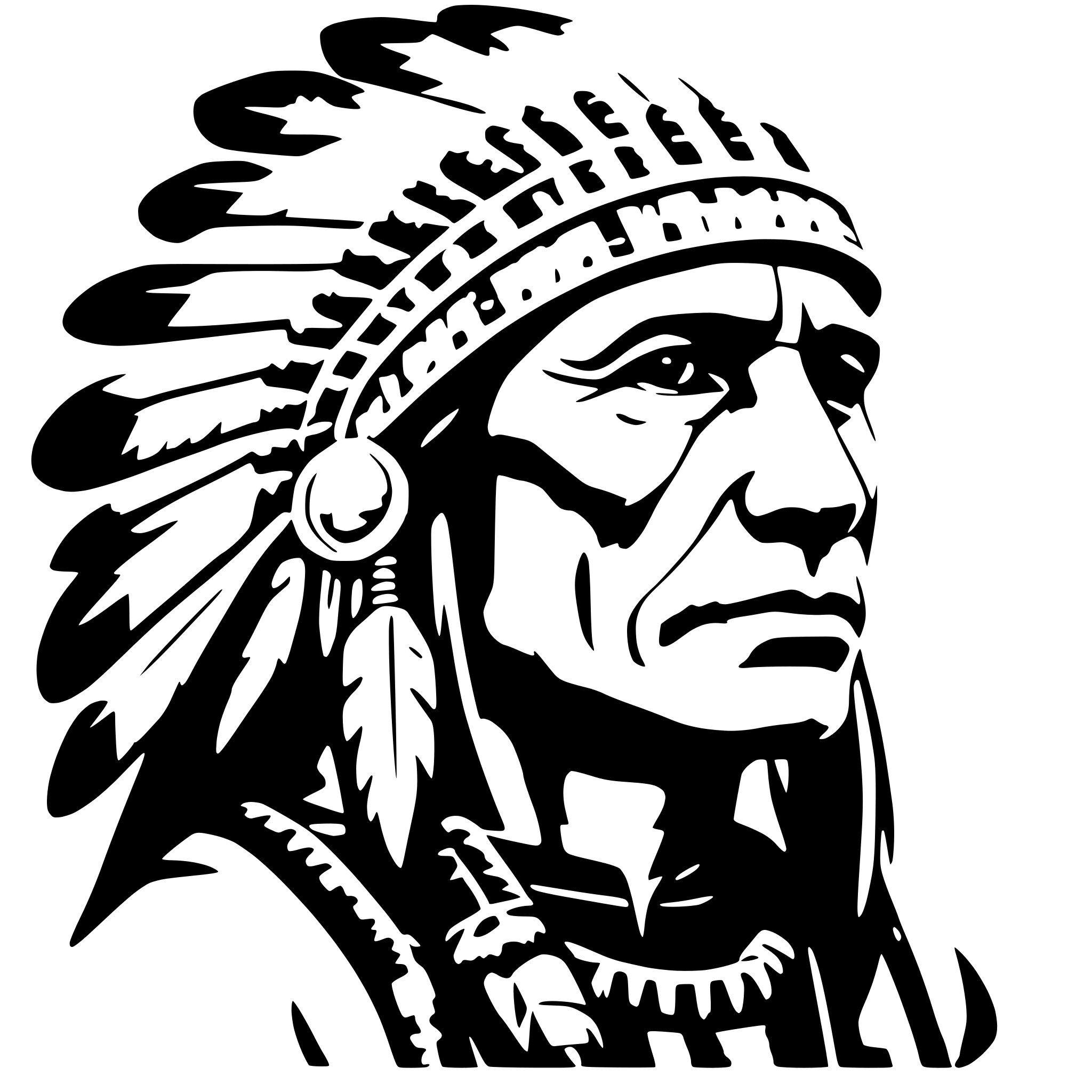 AI-generated SVG of a a native american chief, side view, nostalgic AI-generated SVG of a a native american chief, side view, nostalgic