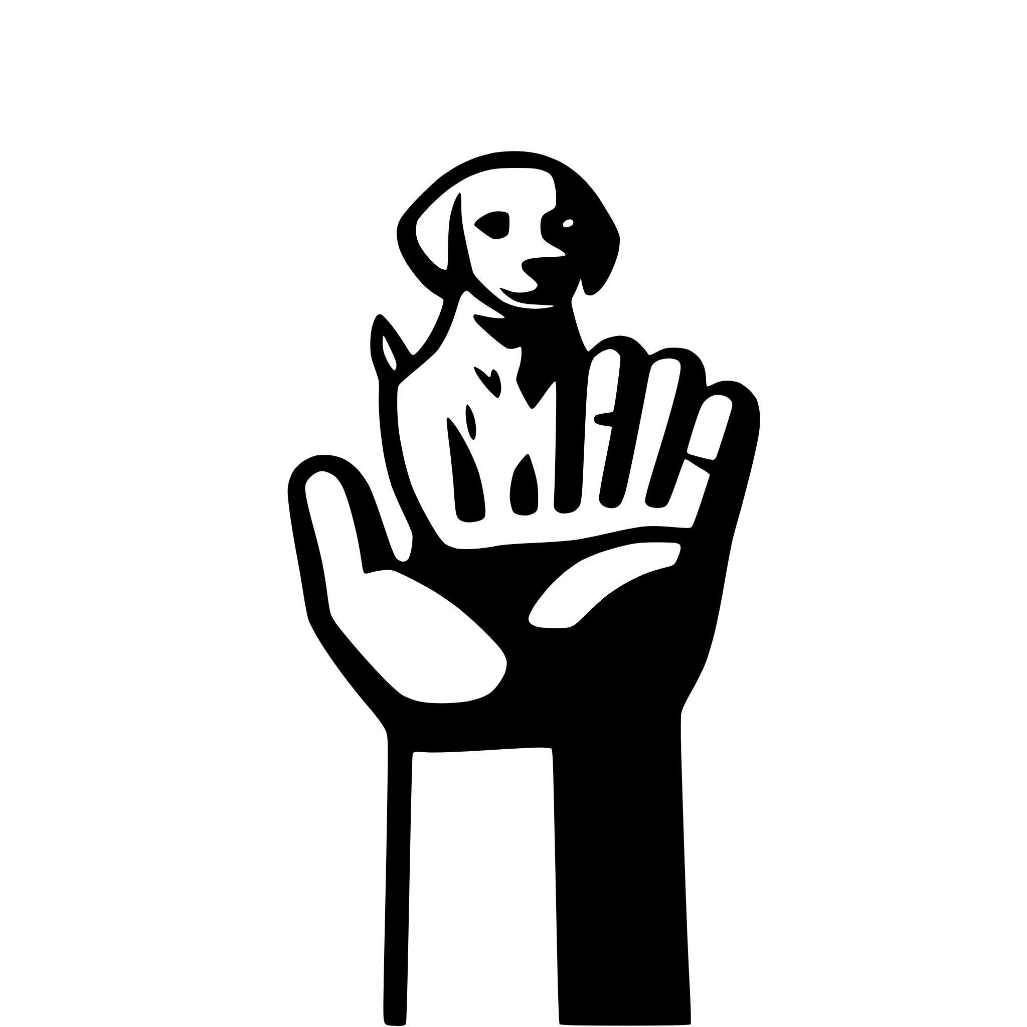 AI-generated SVG of 'Dog and human holding hand'