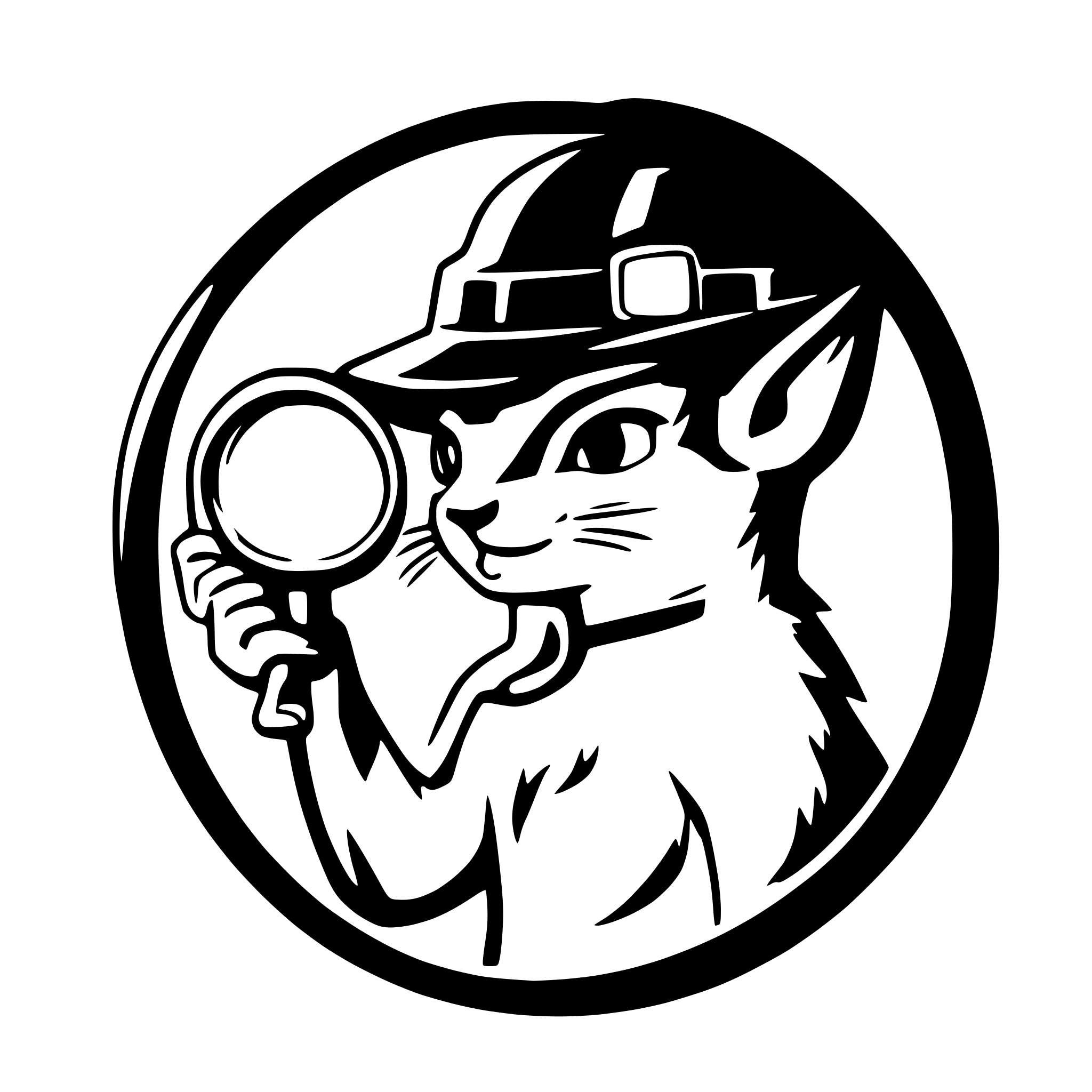 AI-generated SVG of a Cat wearing deerstalker hat, holding magnifying glass, and smoking tobacco pipe
