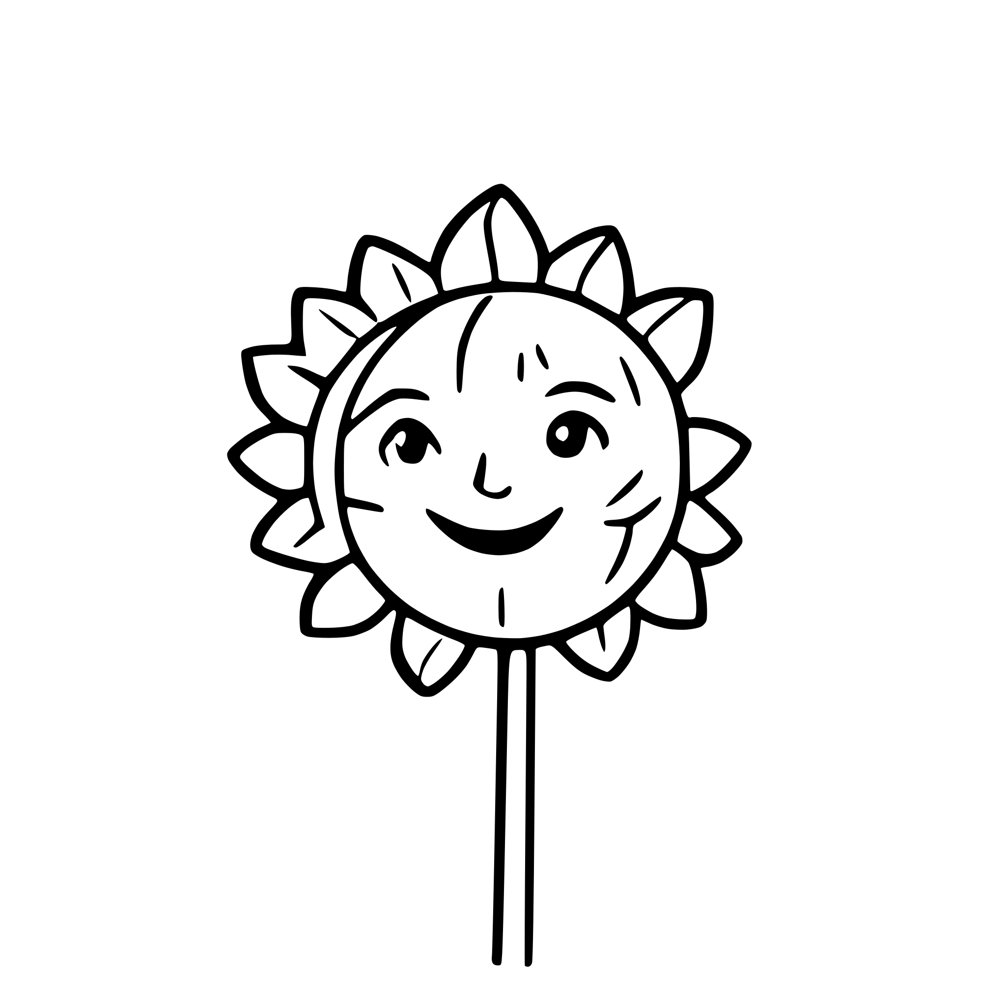 AI-generated SVG of 'happy sun, line art'