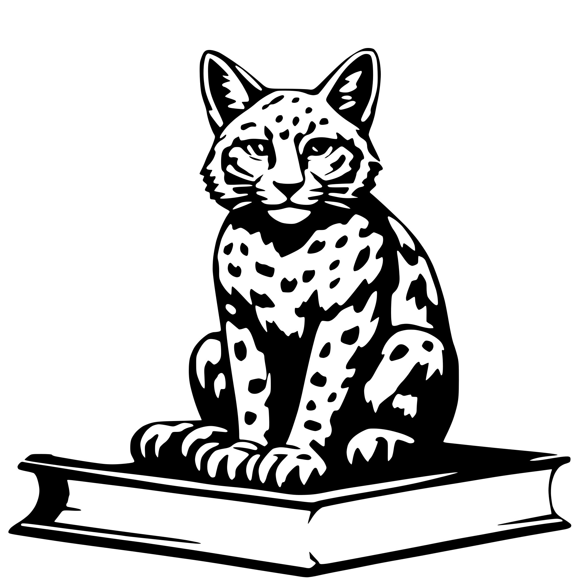 AI-generated SVG of a bobcat sitting on book